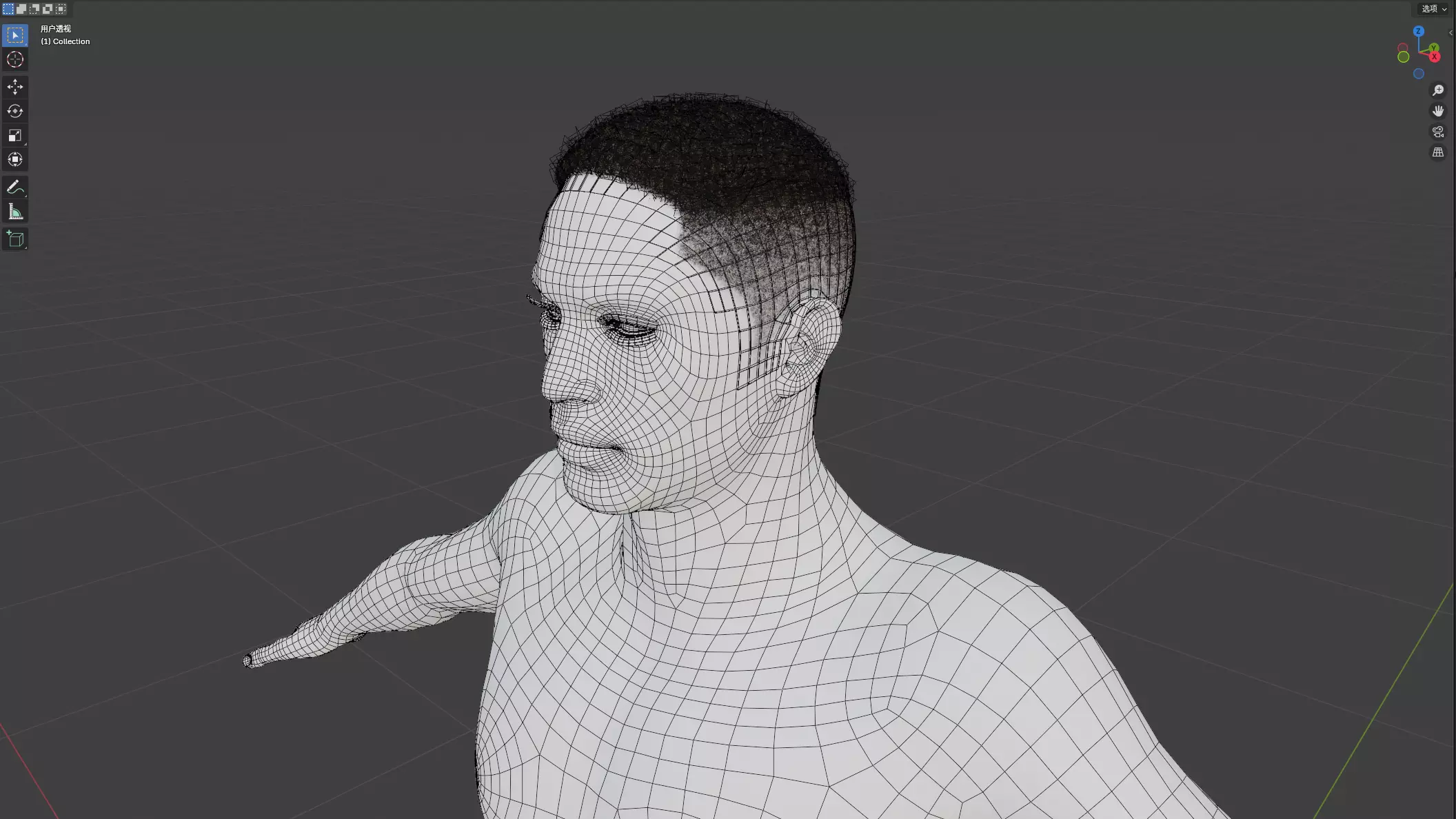 African character Hair Low-poly 3D model_11