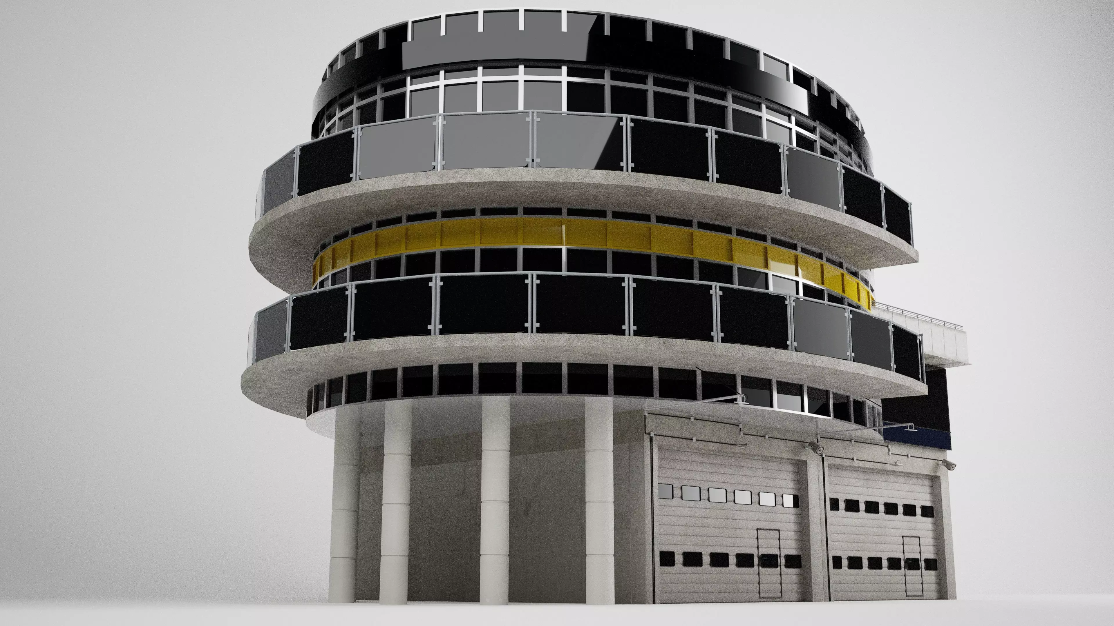 Nurburgring Racetrack Pitstopgarages Ending  3D model_4