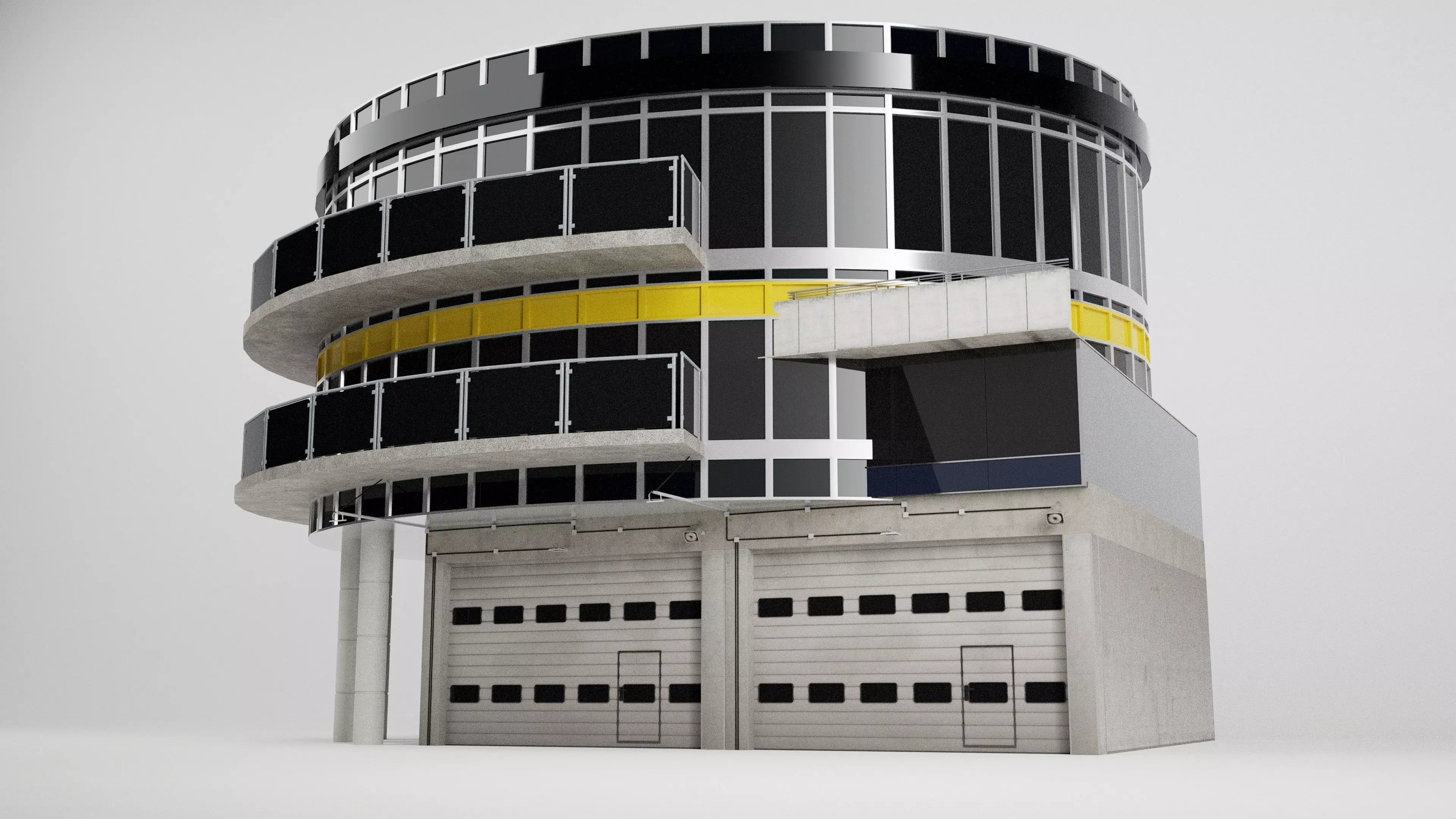 Nurburgring Racetrack Pitstopgarages Ending  3D model_3