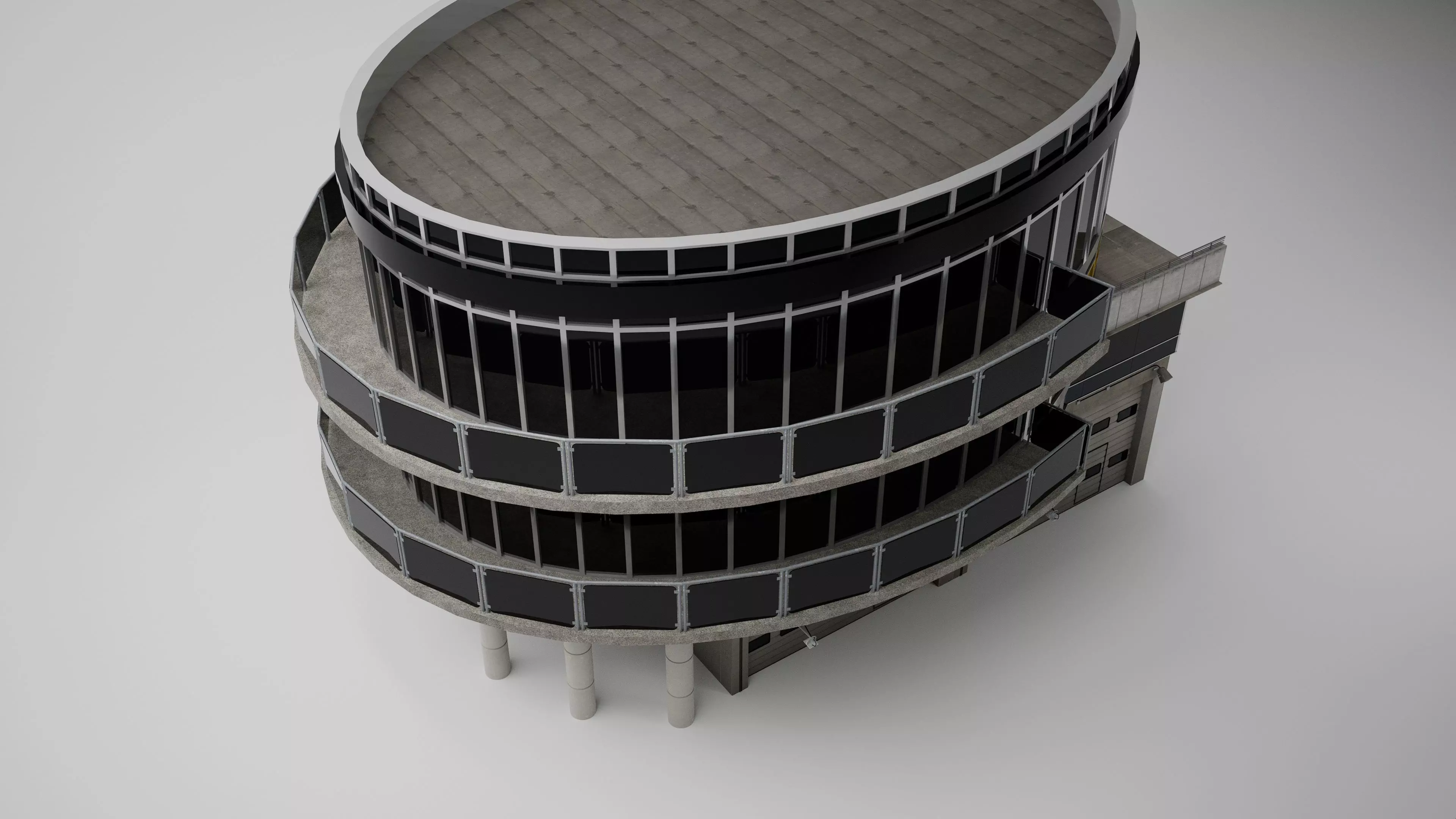 Nurburgring Racetrack Pitstopgarages Ending  3D model_2