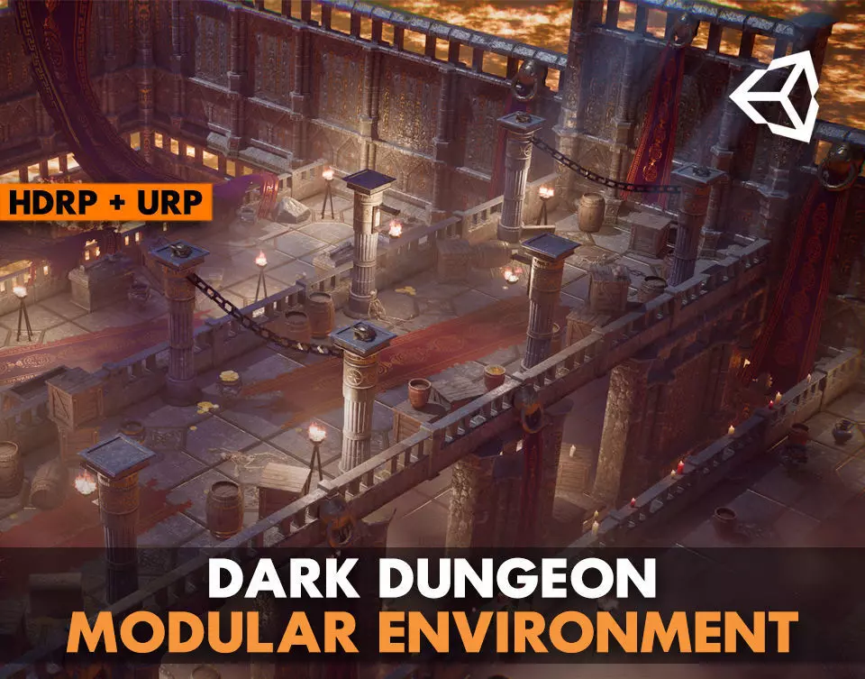 Dark Dungeon MODULAR - UNITY -HDRP-URP- Low-poly 3D model_0