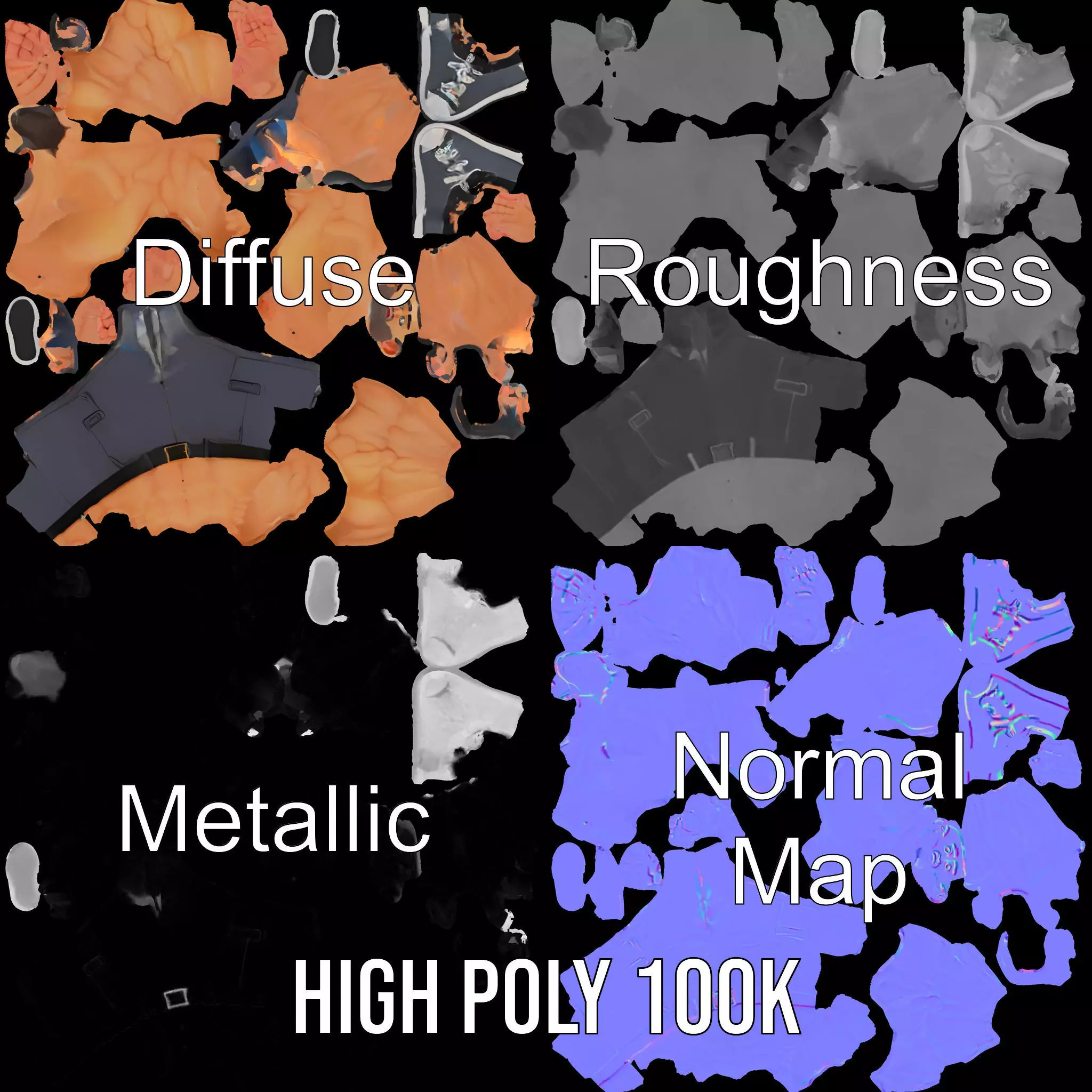 Muscular Cartoon Character model pack Low-poly 3D model_3