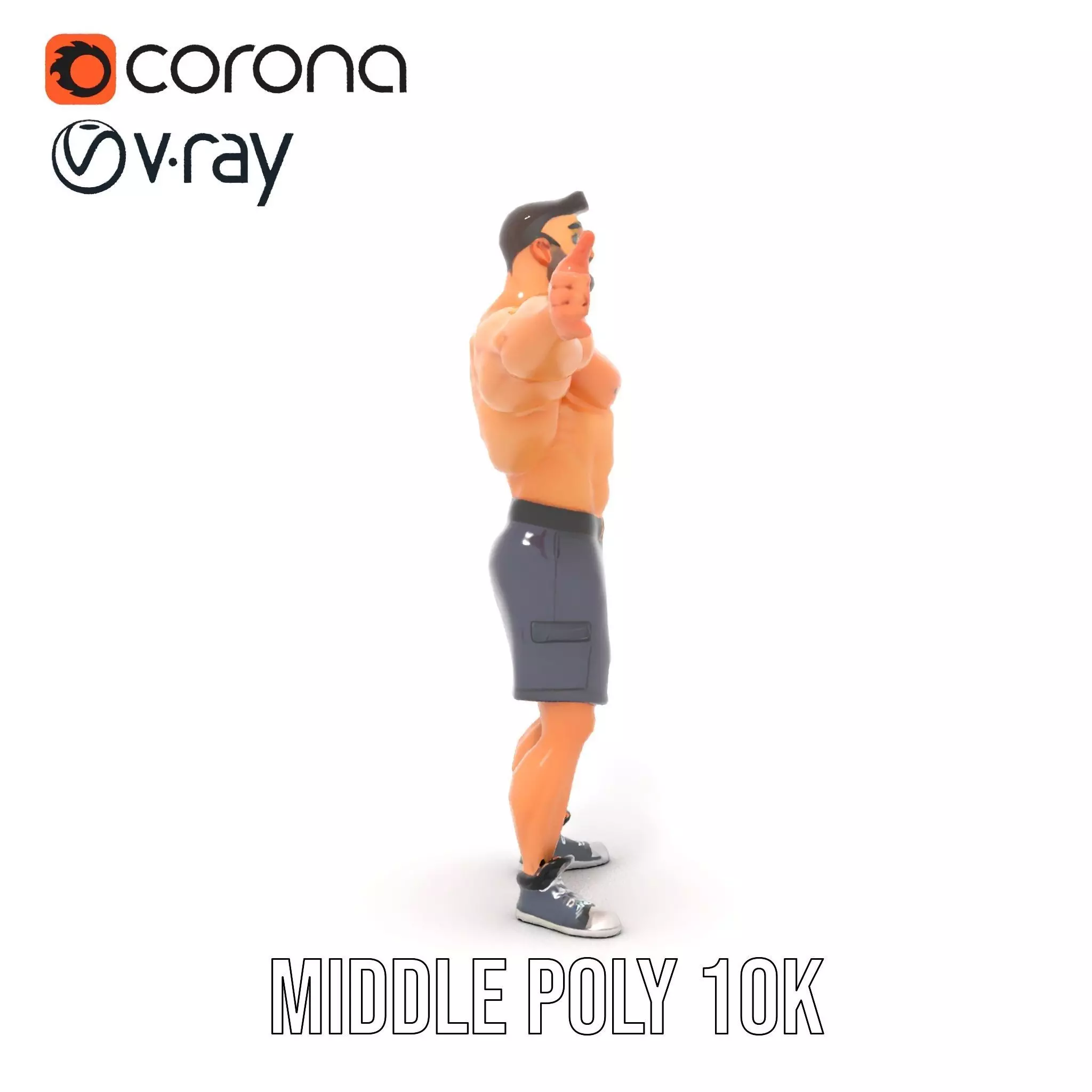 Muscular Cartoon Character model pack Low-poly 3D model_11