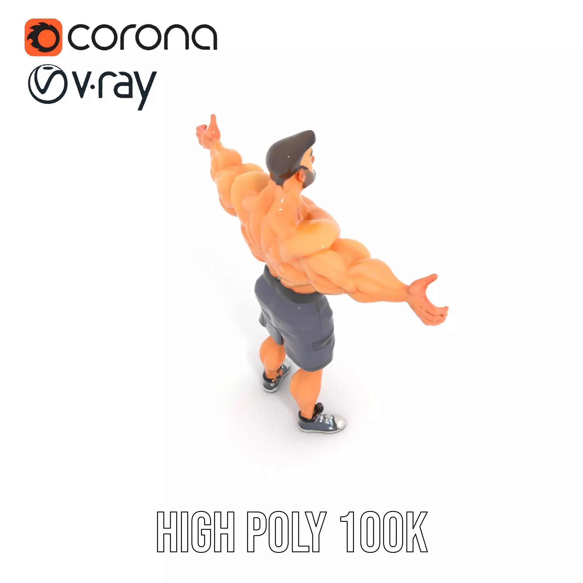 Muscular Cartoon Character model pack Low-poly 3D model_23