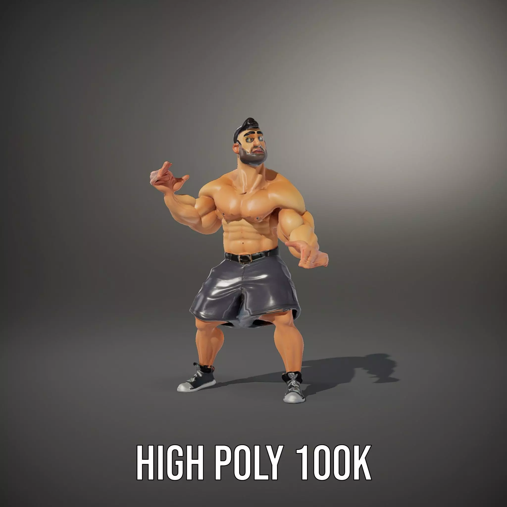 Muscular Cartoon Character model pack Low-poly 3D model_10