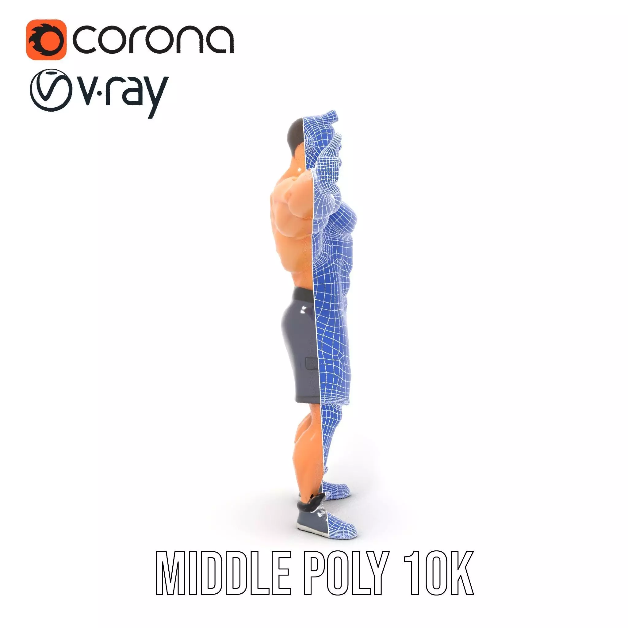 Muscular Cartoon Character model pack Low-poly 3D model_24