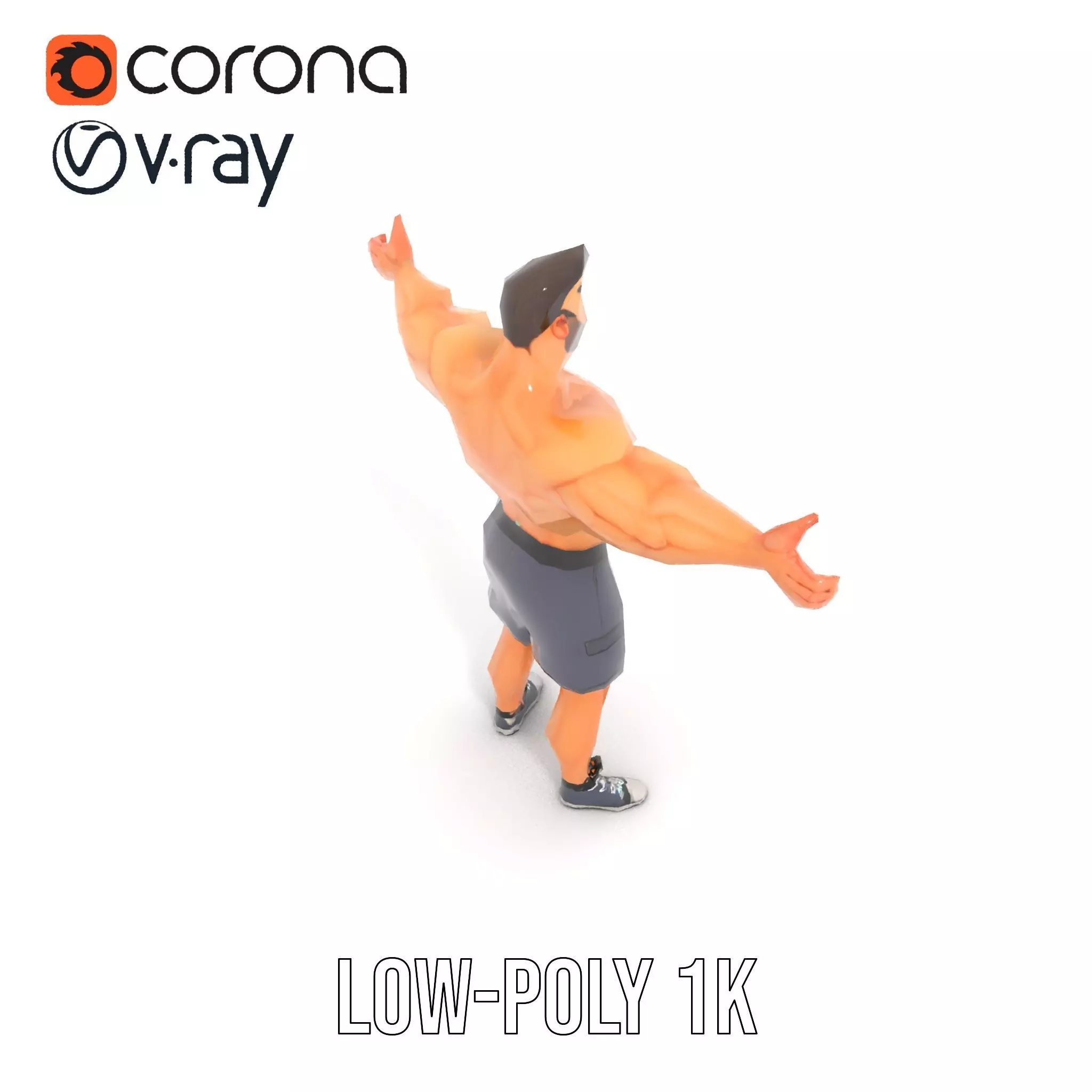 Muscular Cartoon Character model pack Low-poly 3D model_12