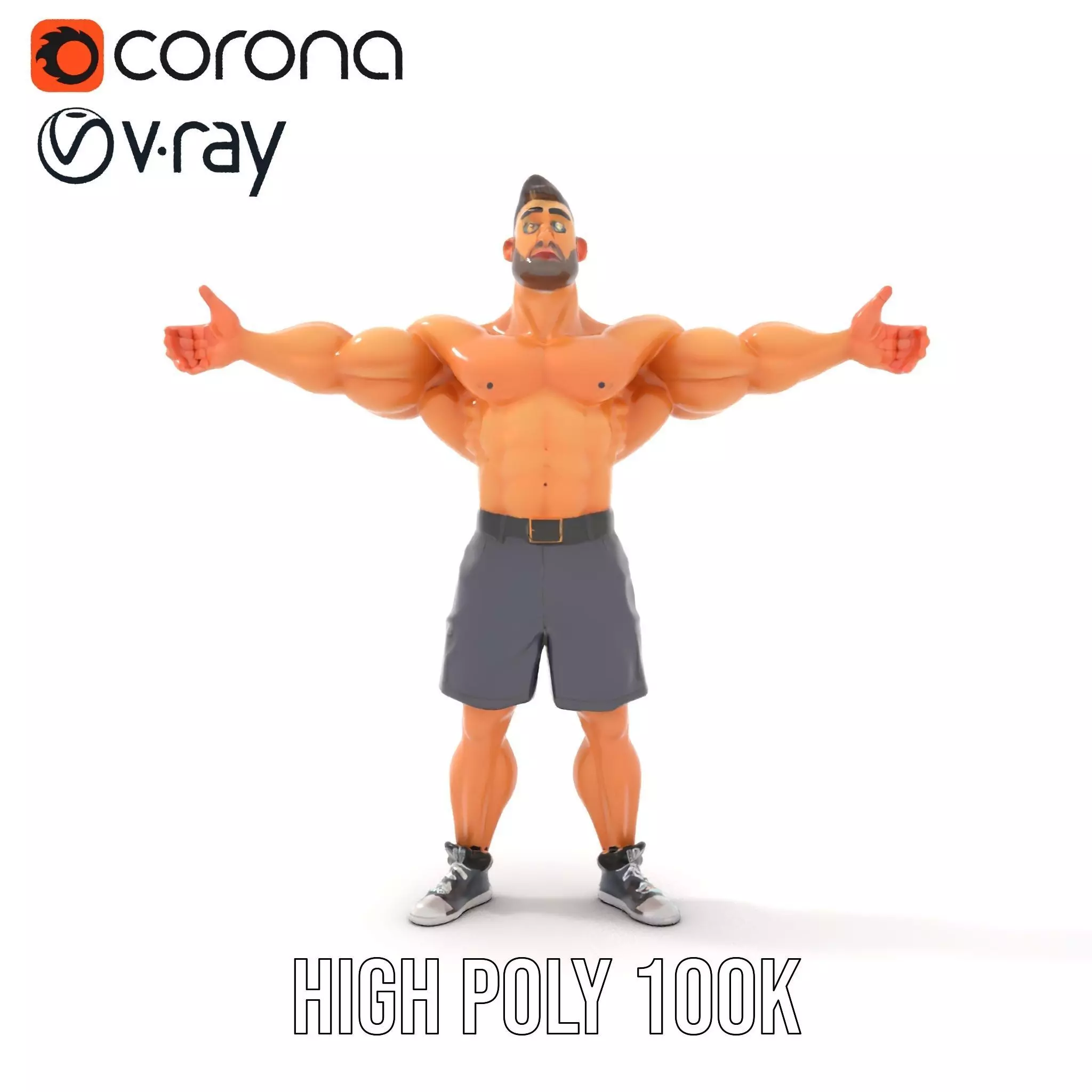 Muscular Cartoon Character model pack Low-poly 3D model_15