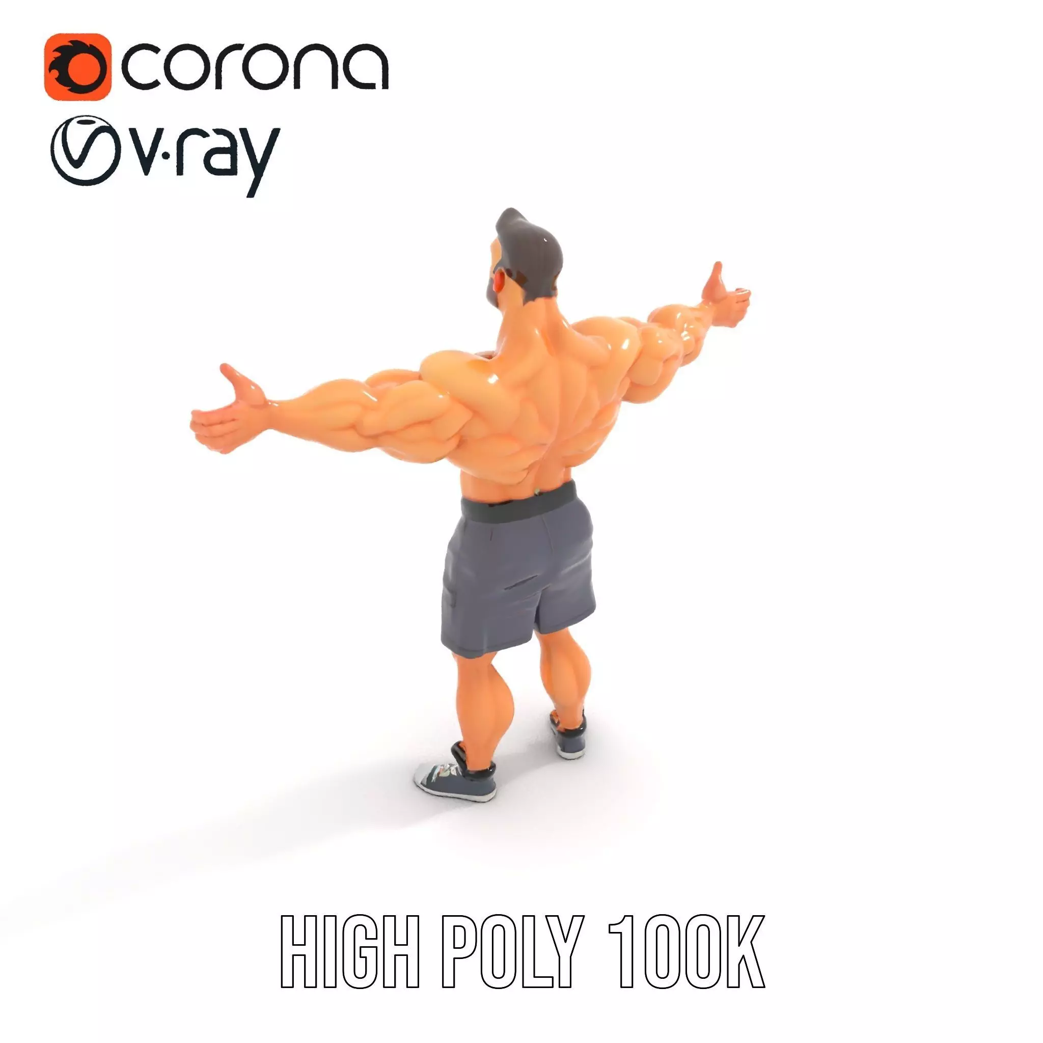 Muscular Cartoon Character model pack Low-poly 3D model_26