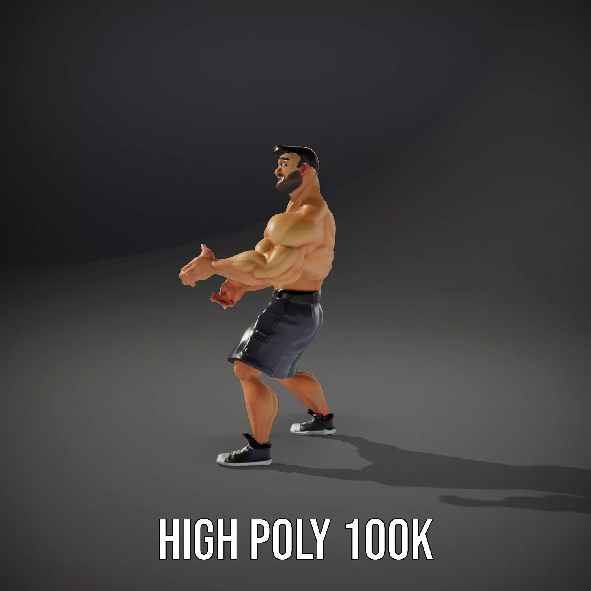 Muscular Cartoon Character model pack Low-poly 3D model_8