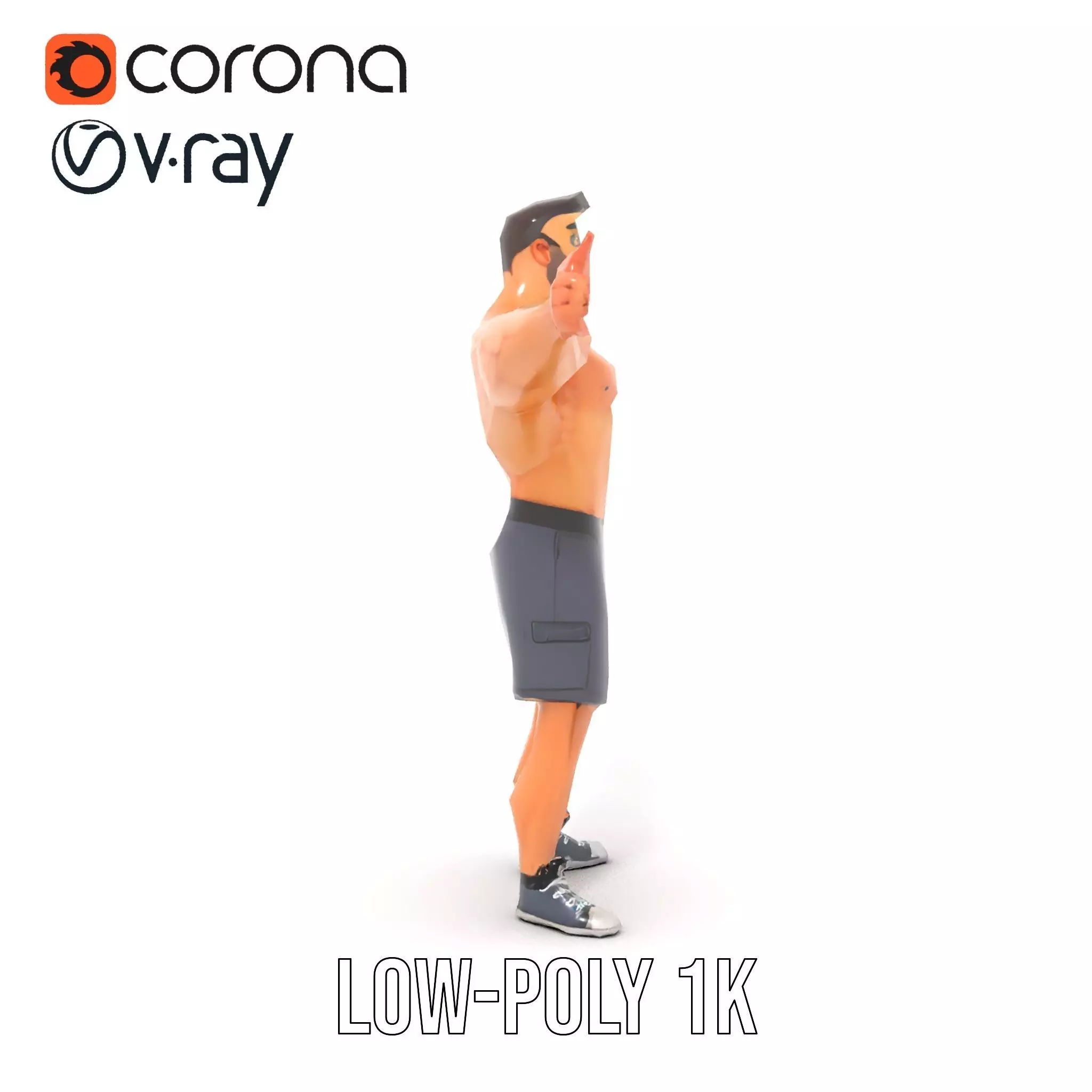 Muscular Cartoon Character model pack Low-poly 3D model_17