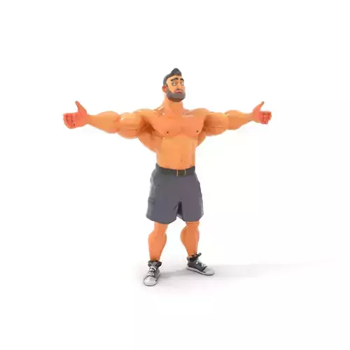 Muscular Cartoon Character model pack Low-poly 3D model