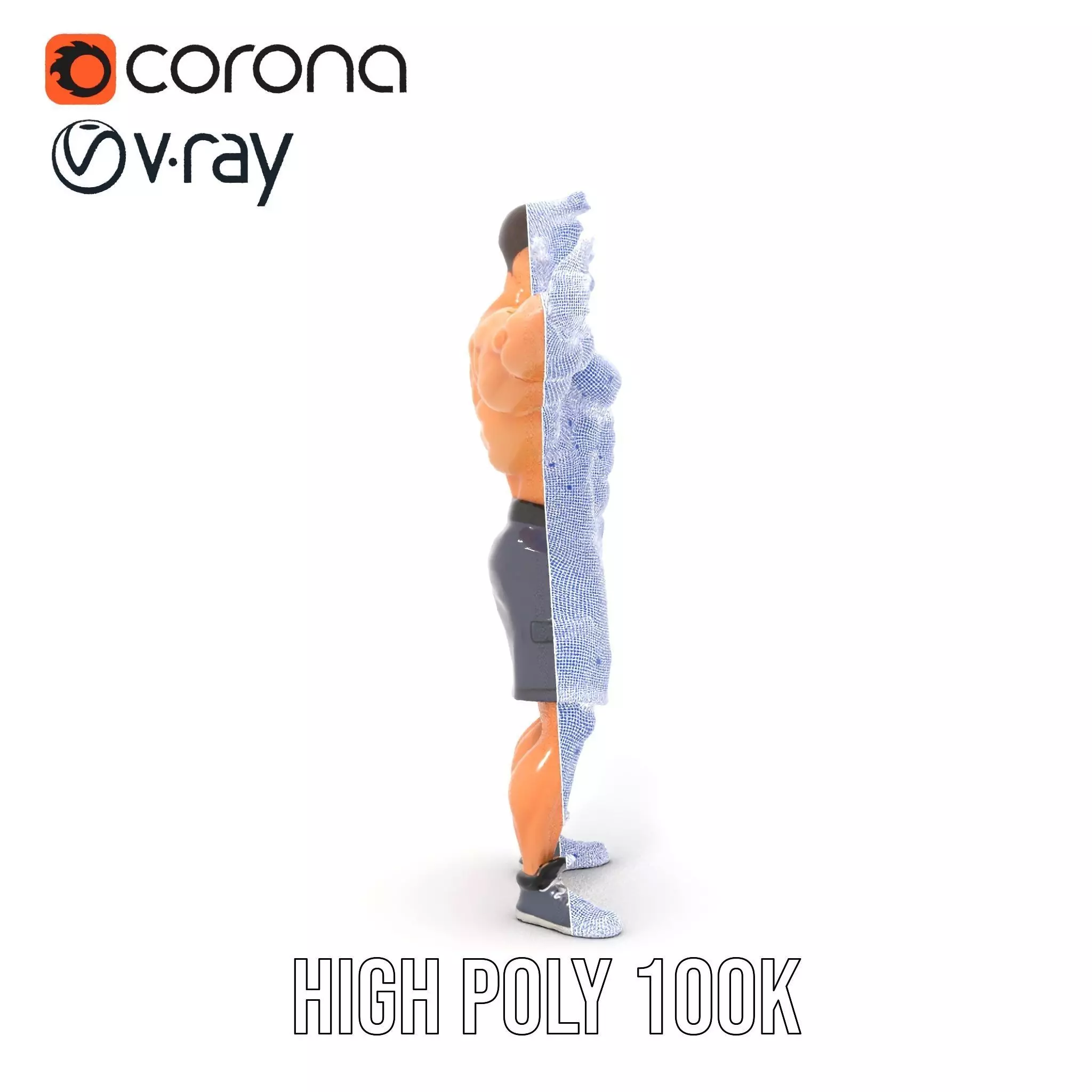 Muscular Cartoon Character model pack Low-poly 3D model_32