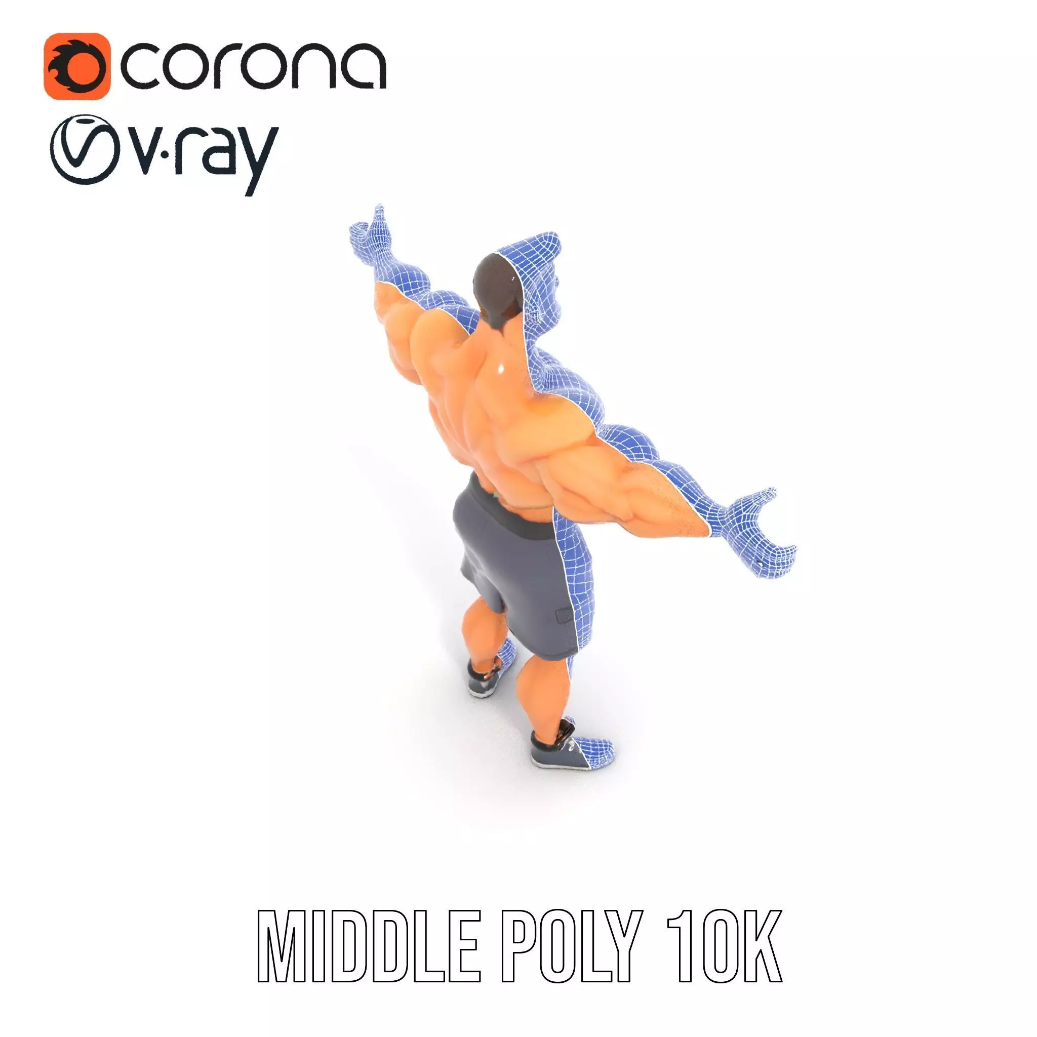 Muscular Cartoon Character model pack Low-poly 3D model_21