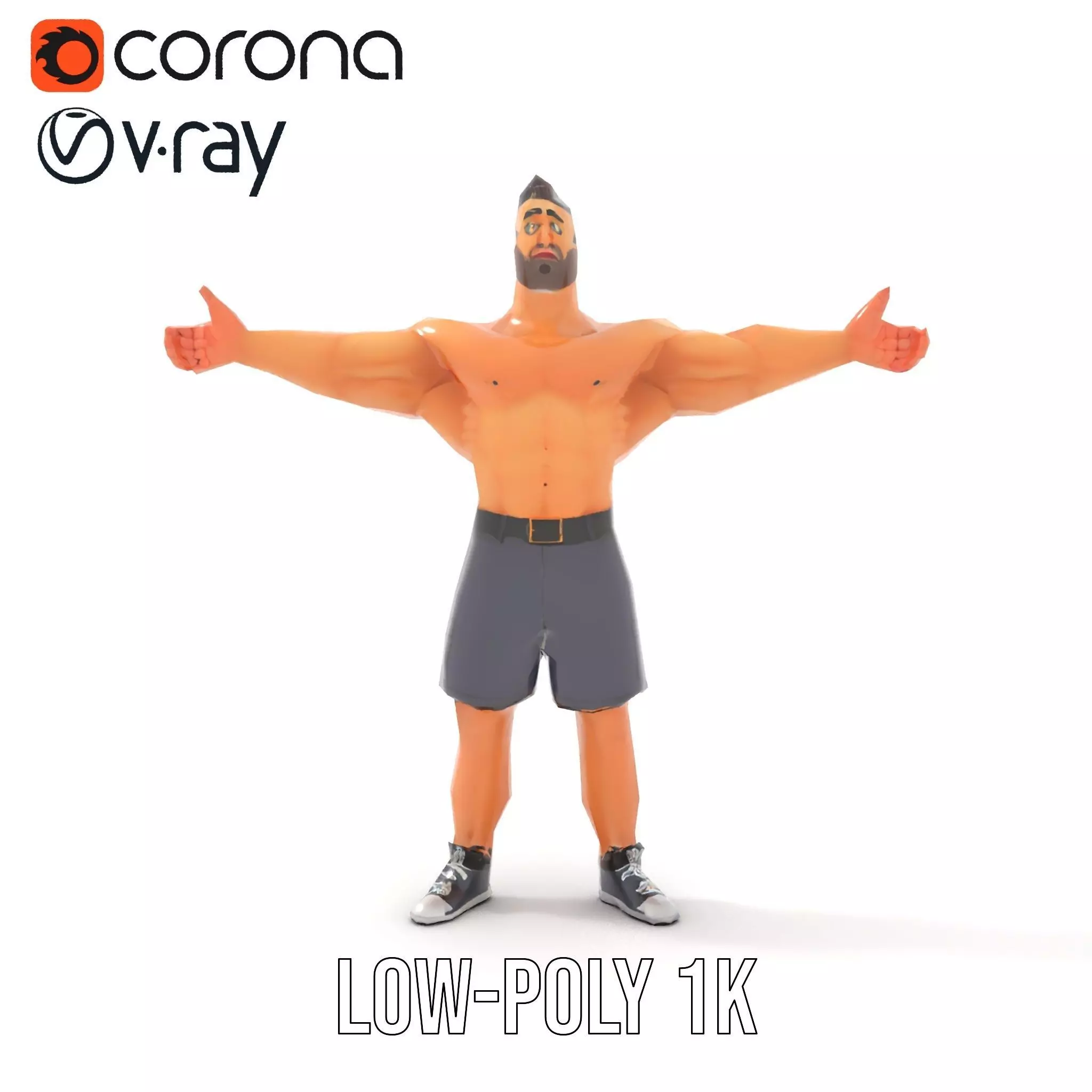 Muscular Cartoon Character model pack Low-poly 3D model_14