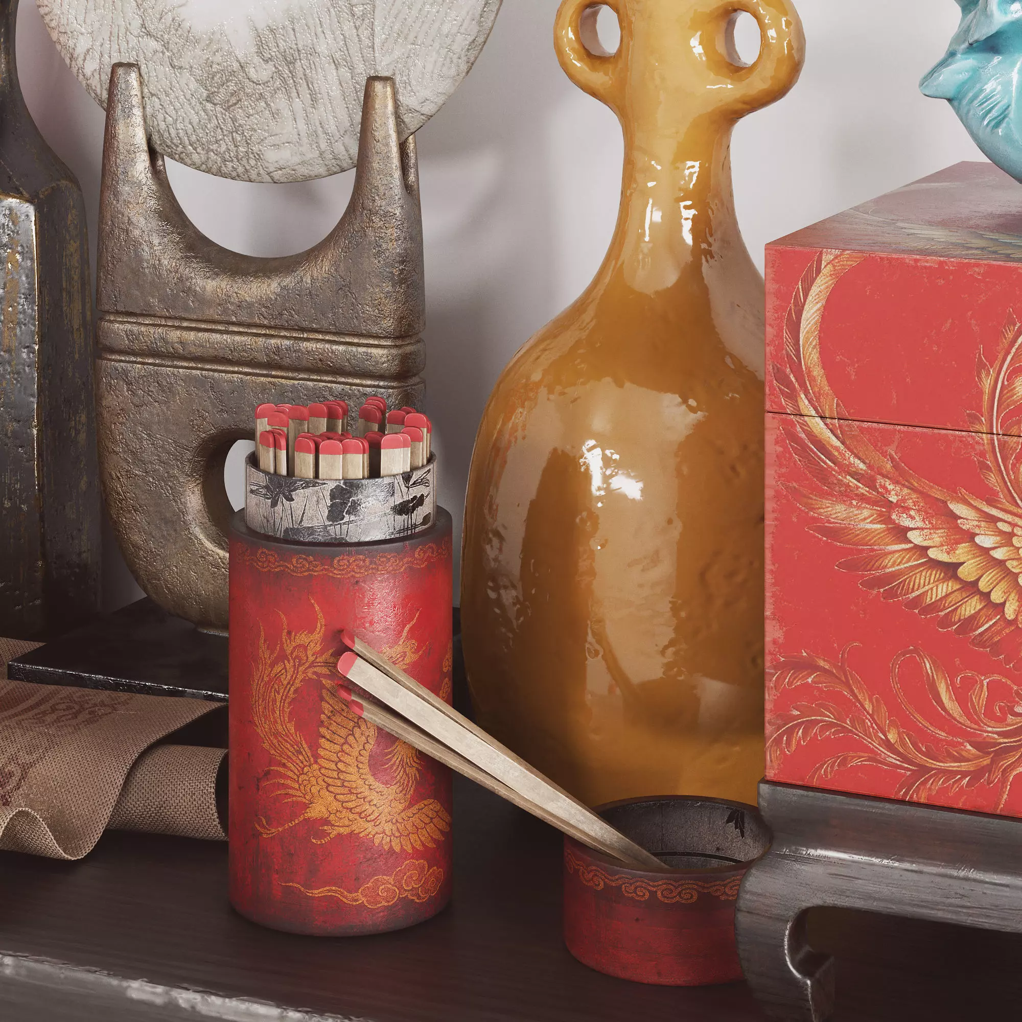 Decorative Asian-style set 3D model_12