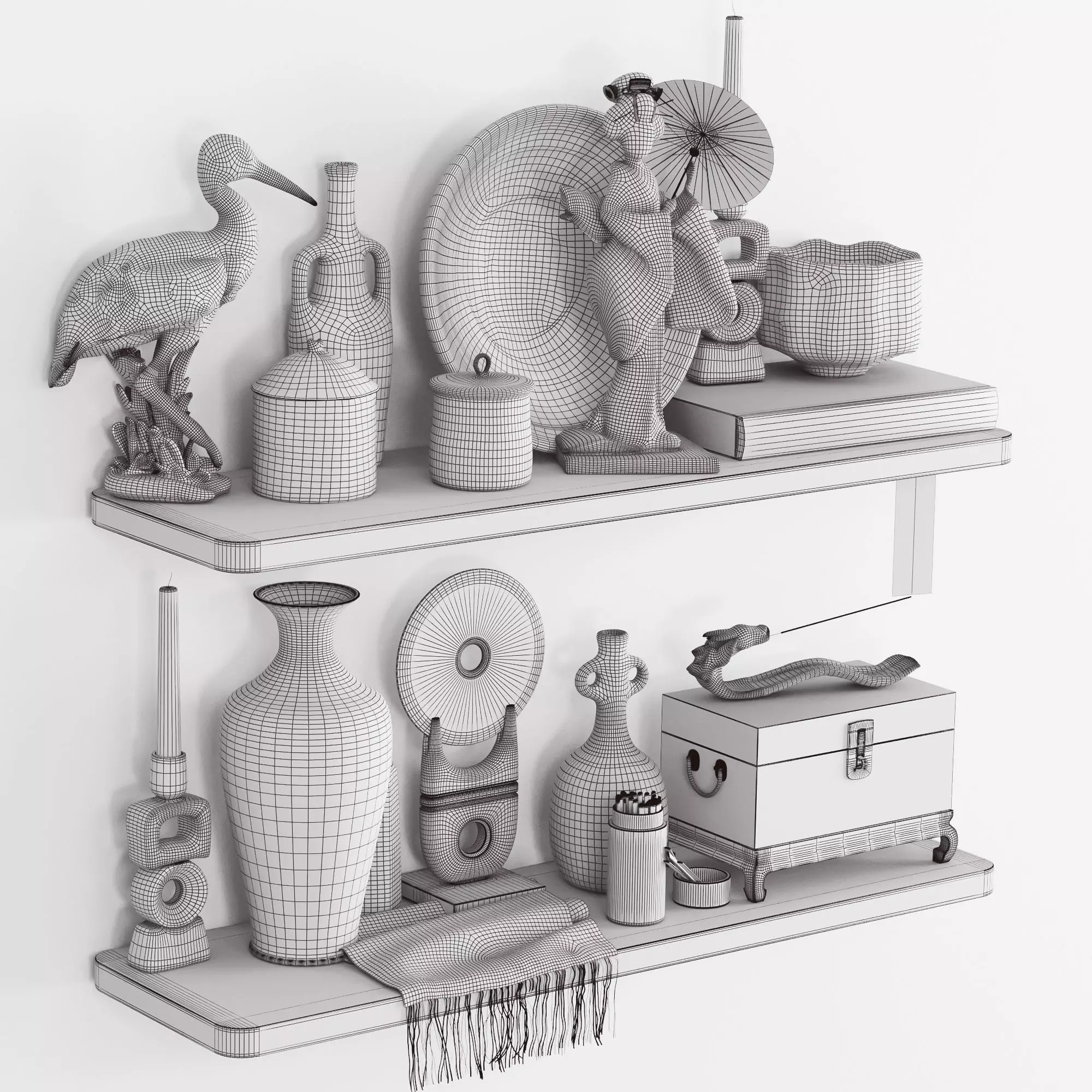 Decorative Asian-style set 3D model_14