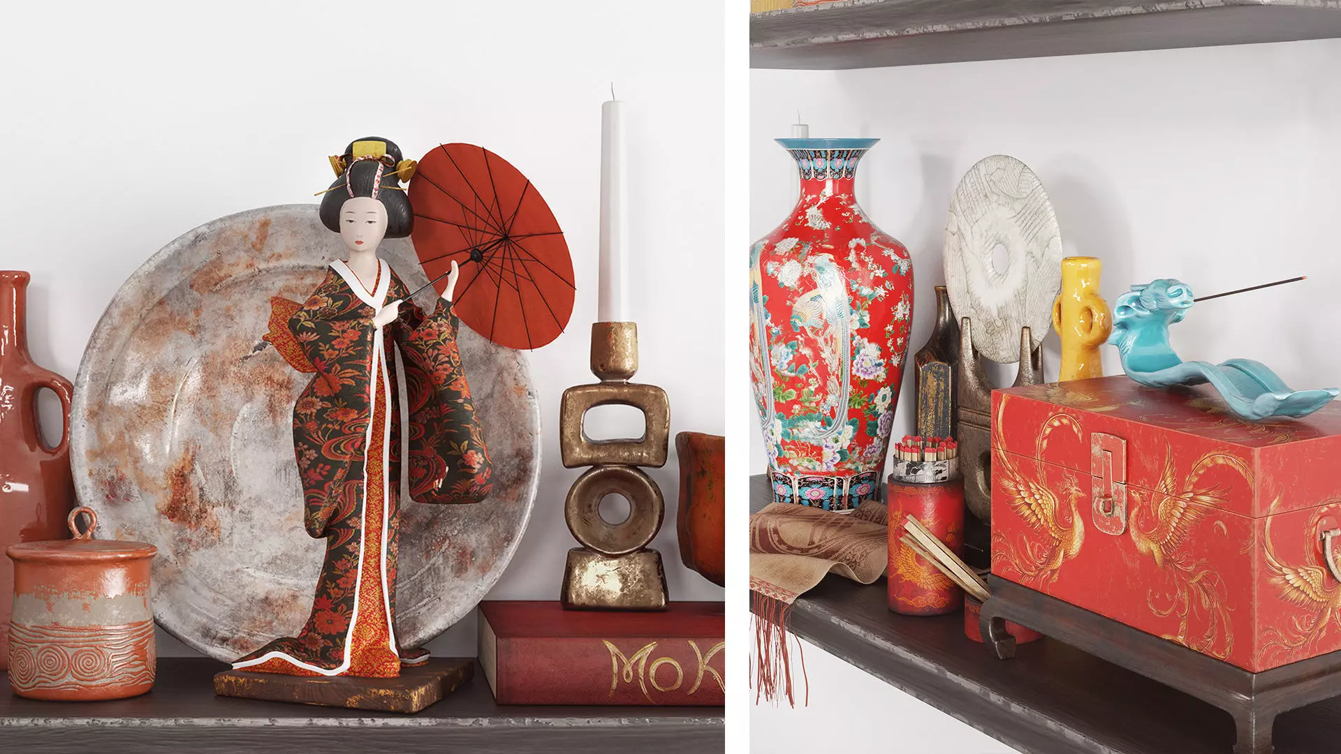 Decorative Asian-style set 3D model_4