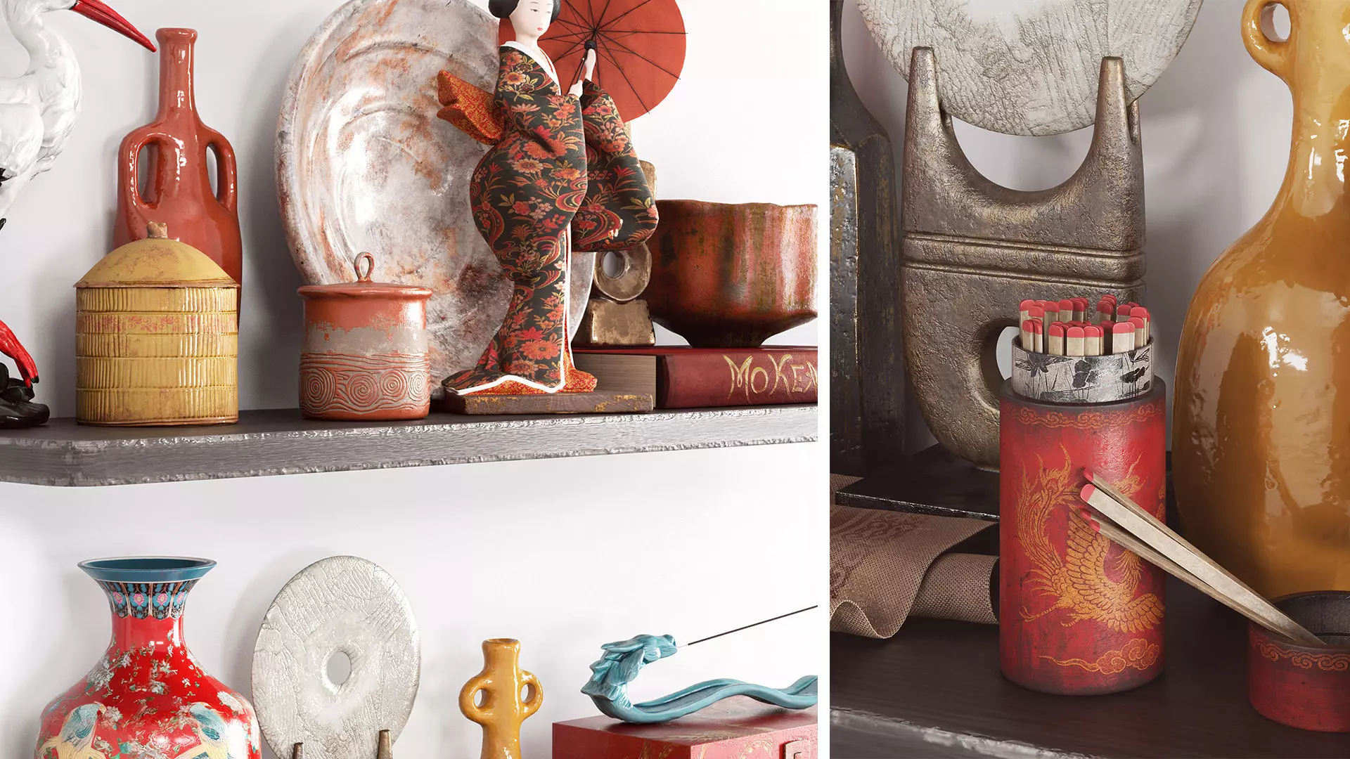 Decorative Asian-style set 3D model_6