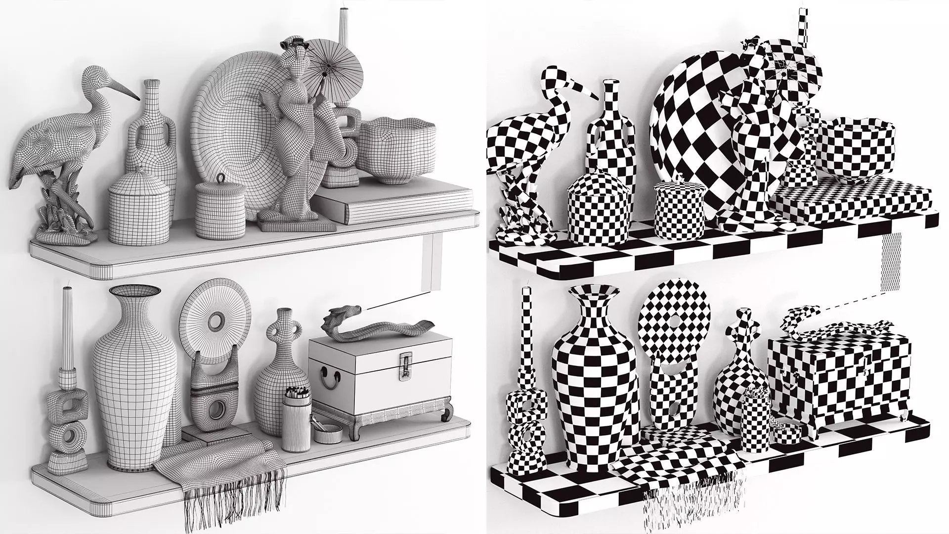 Decorative Asian-style set 3D model_9