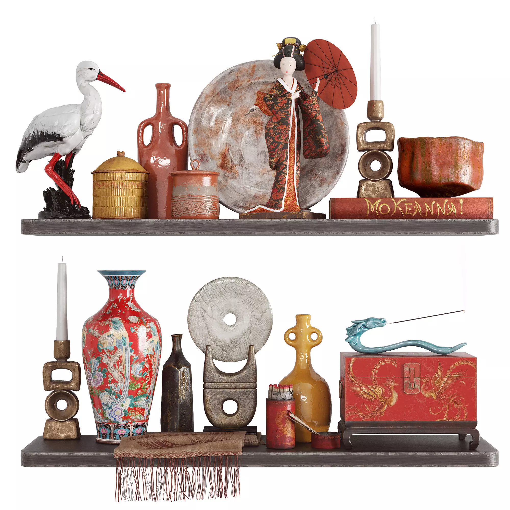 Decorative Asian-style set 3D model_7