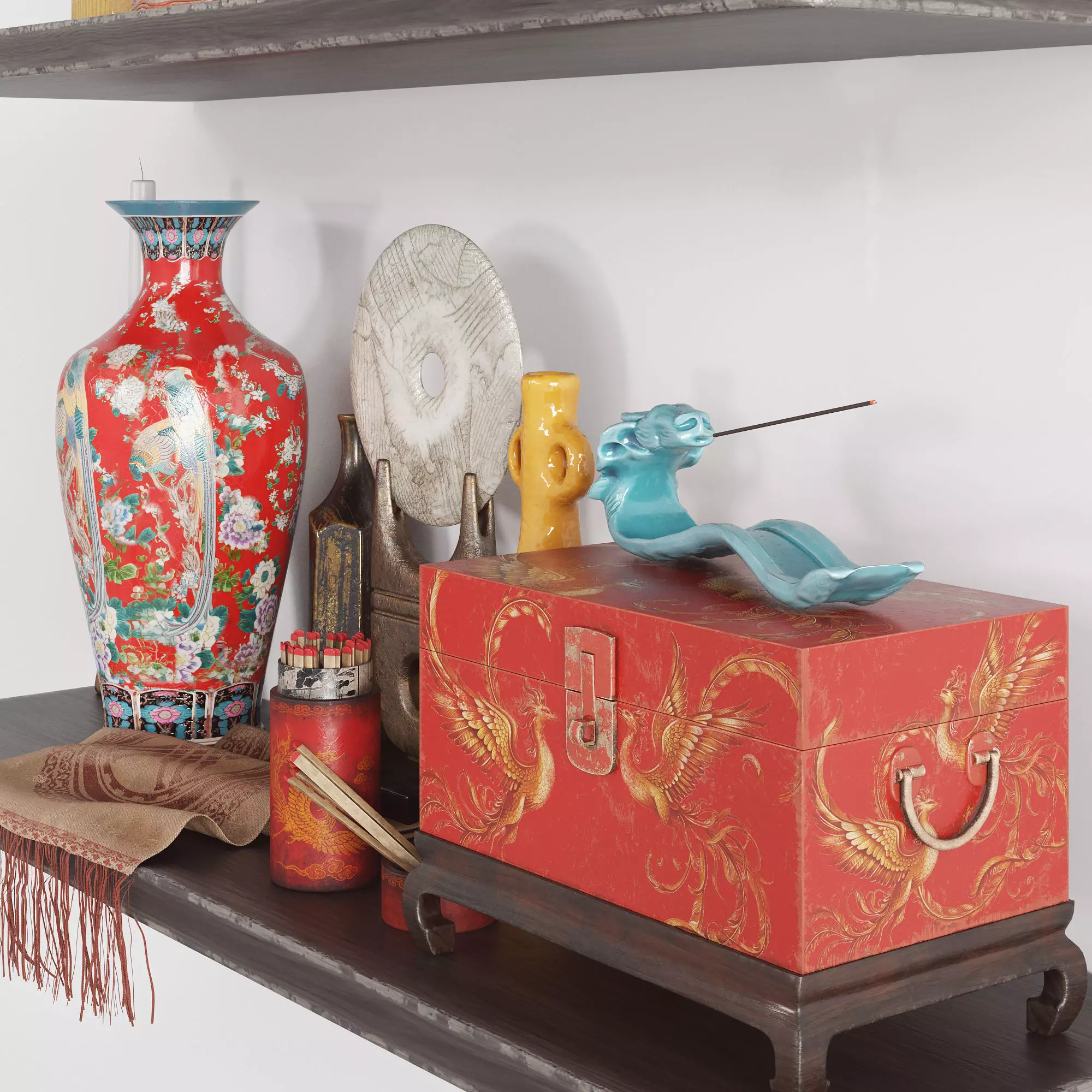 Decorative Asian-style set 3D model_11