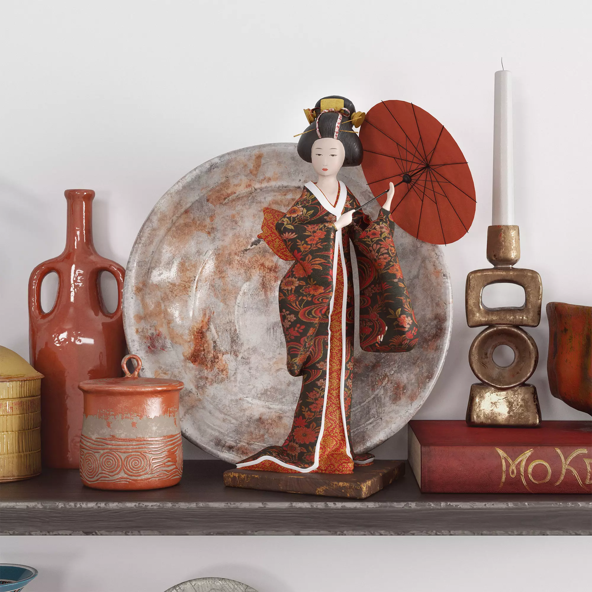 Decorative Asian-style set 3D model_5