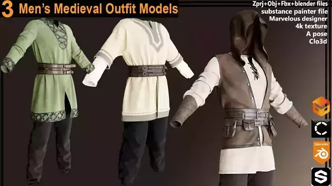 men medieval outfit models 