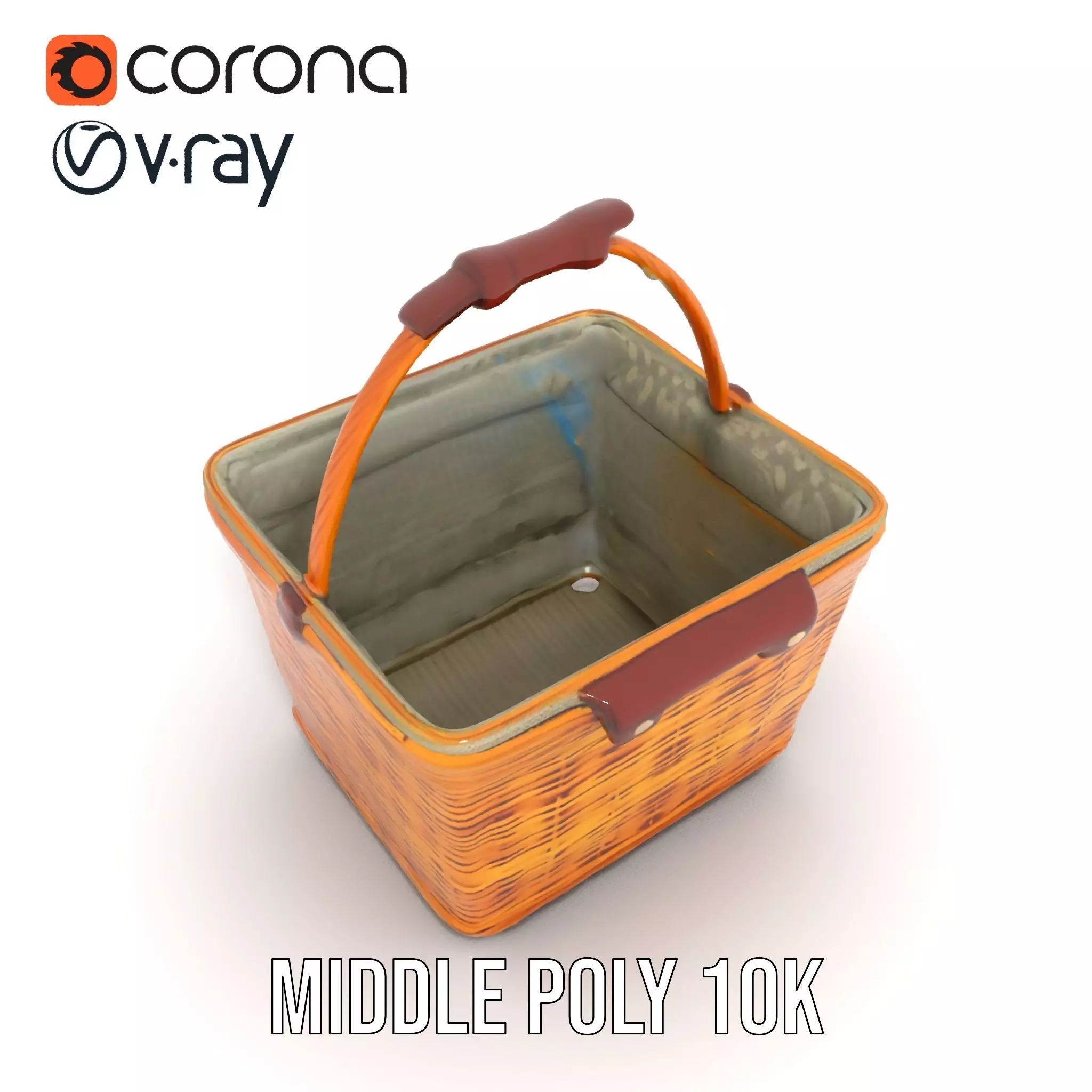 Natural Wicker Basket model pack Low-poly 3D model_5