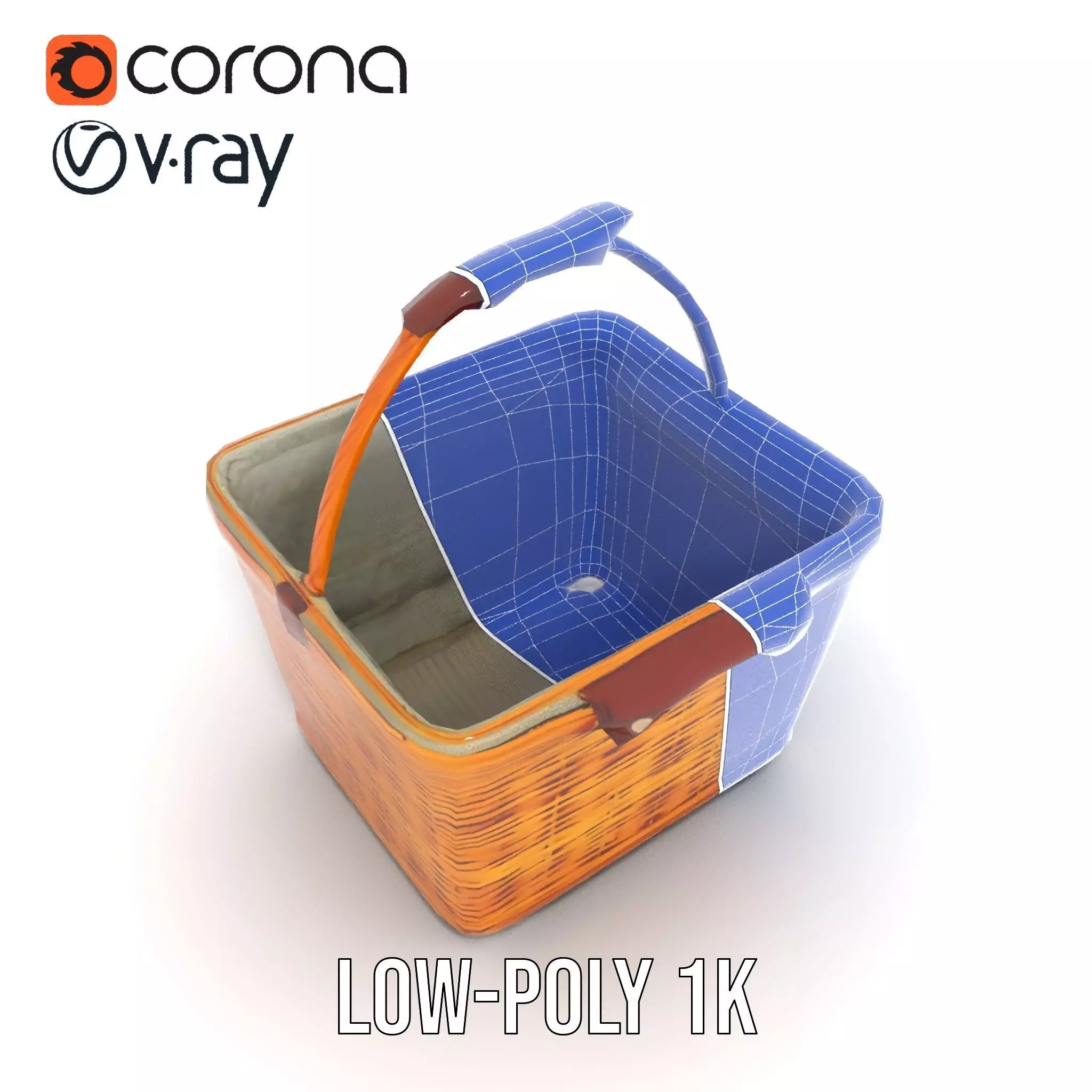 Natural Wicker Basket model pack Low-poly 3D model_27