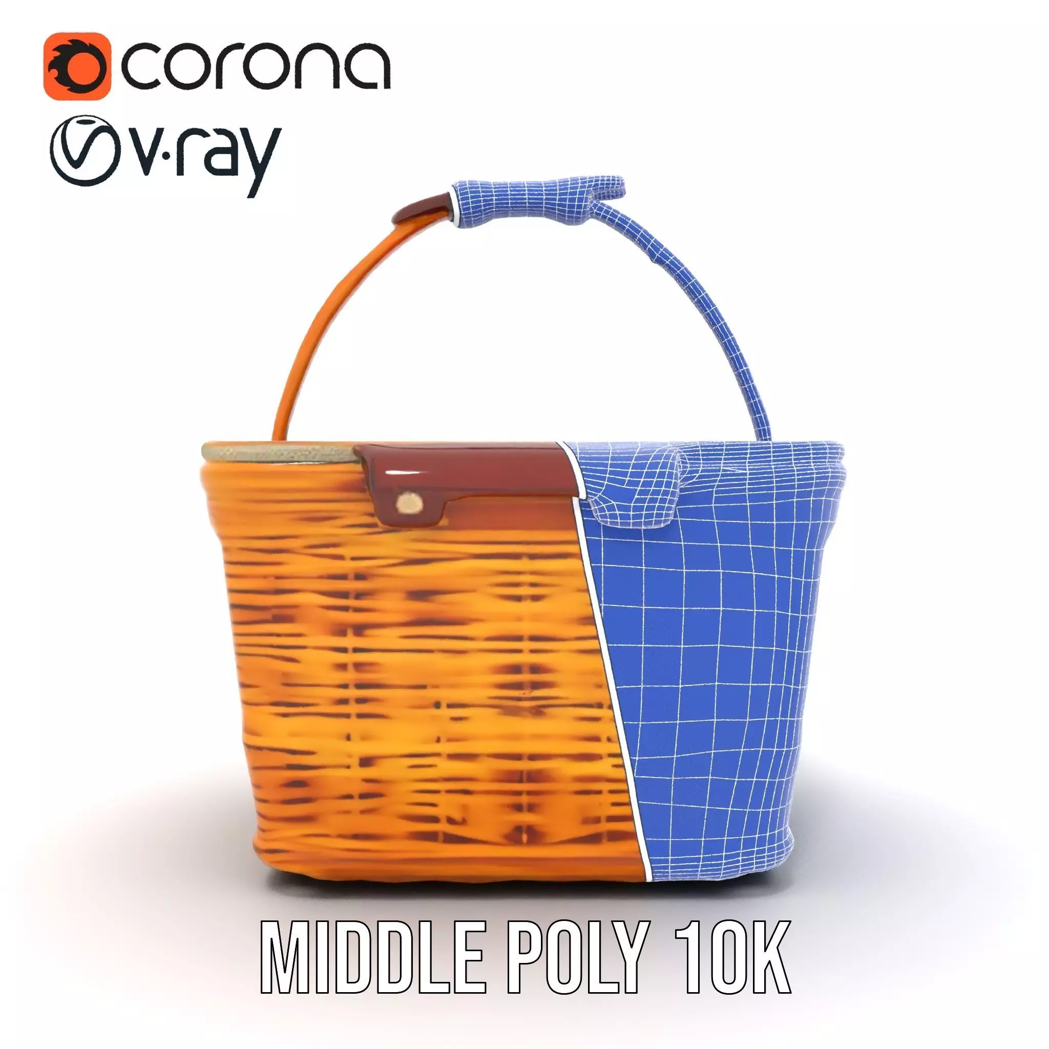 Natural Wicker Basket model pack Low-poly 3D model_16