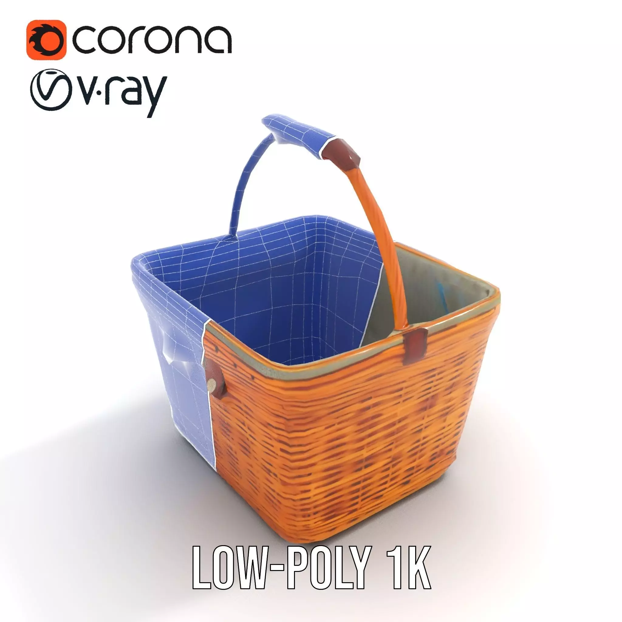 Natural Wicker Basket model pack Low-poly 3D model_15