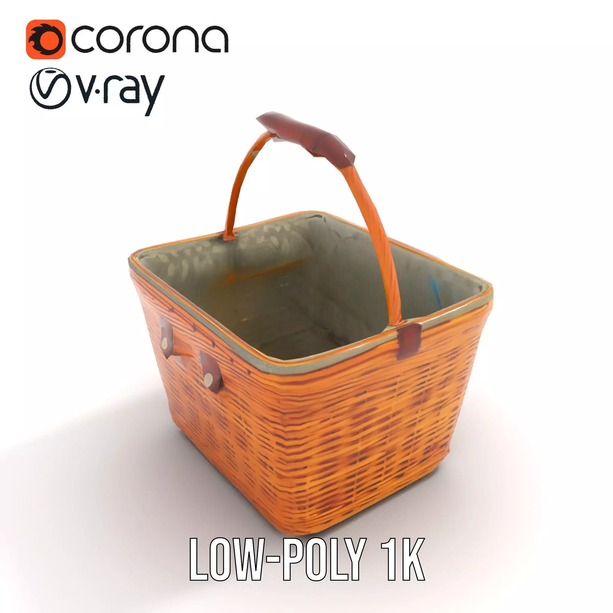 Natural Wicker Basket model pack Low-poly 3D model_9