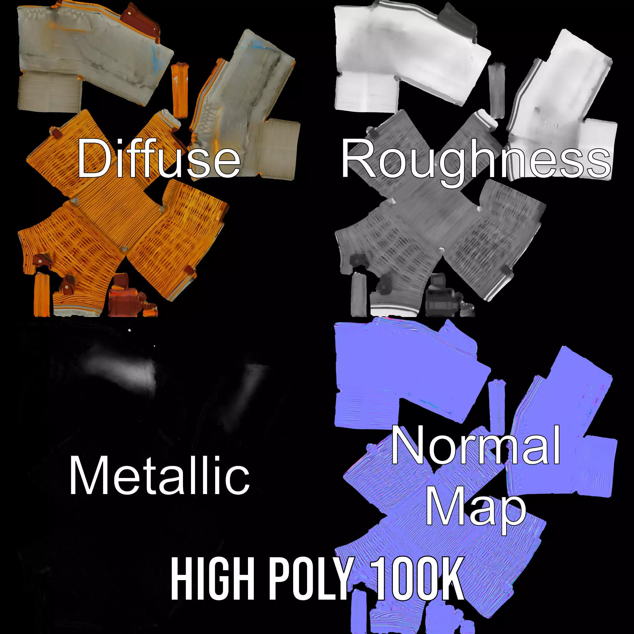 Natural Wicker Basket model pack Low-poly 3D model_3