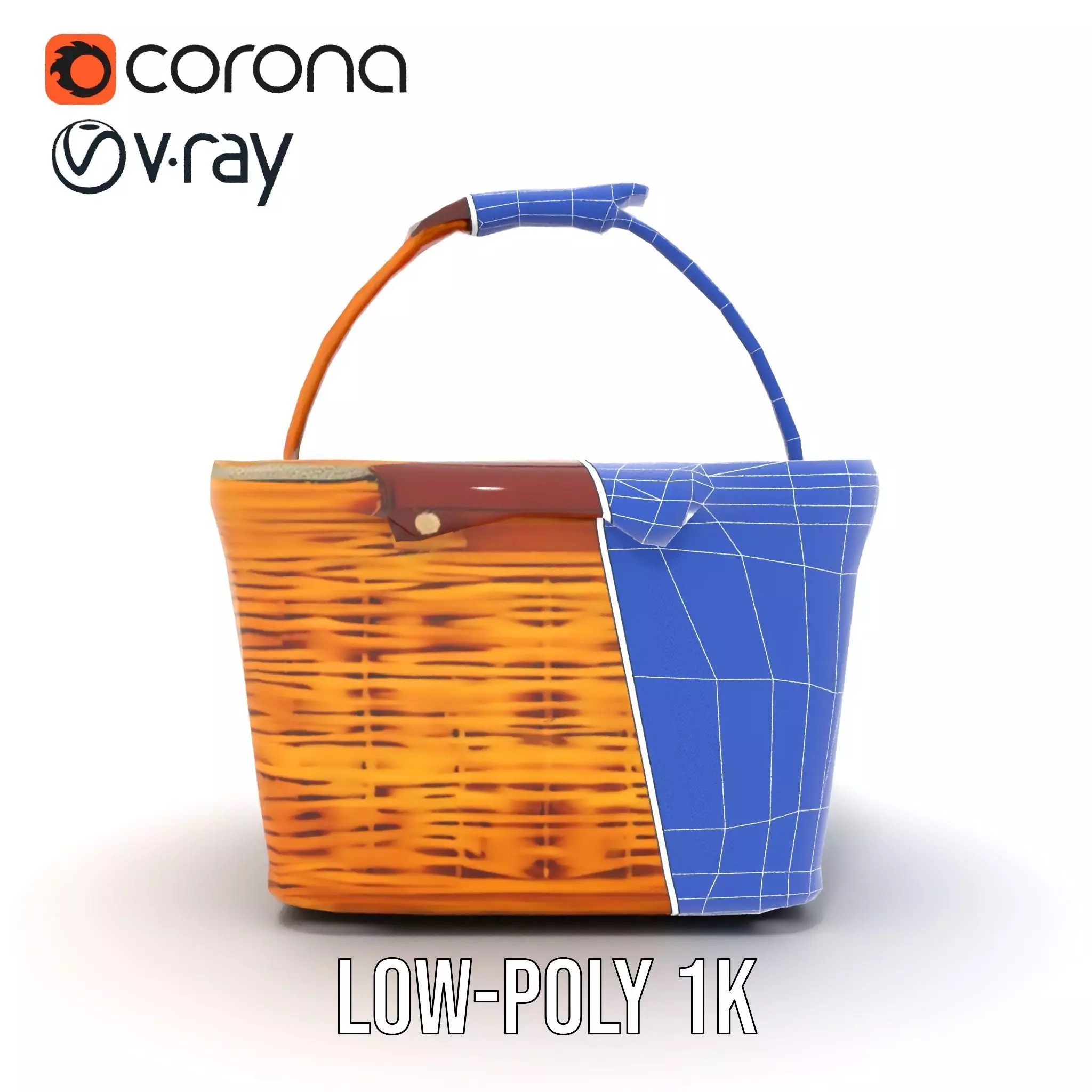 Natural Wicker Basket model pack Low-poly 3D model_30