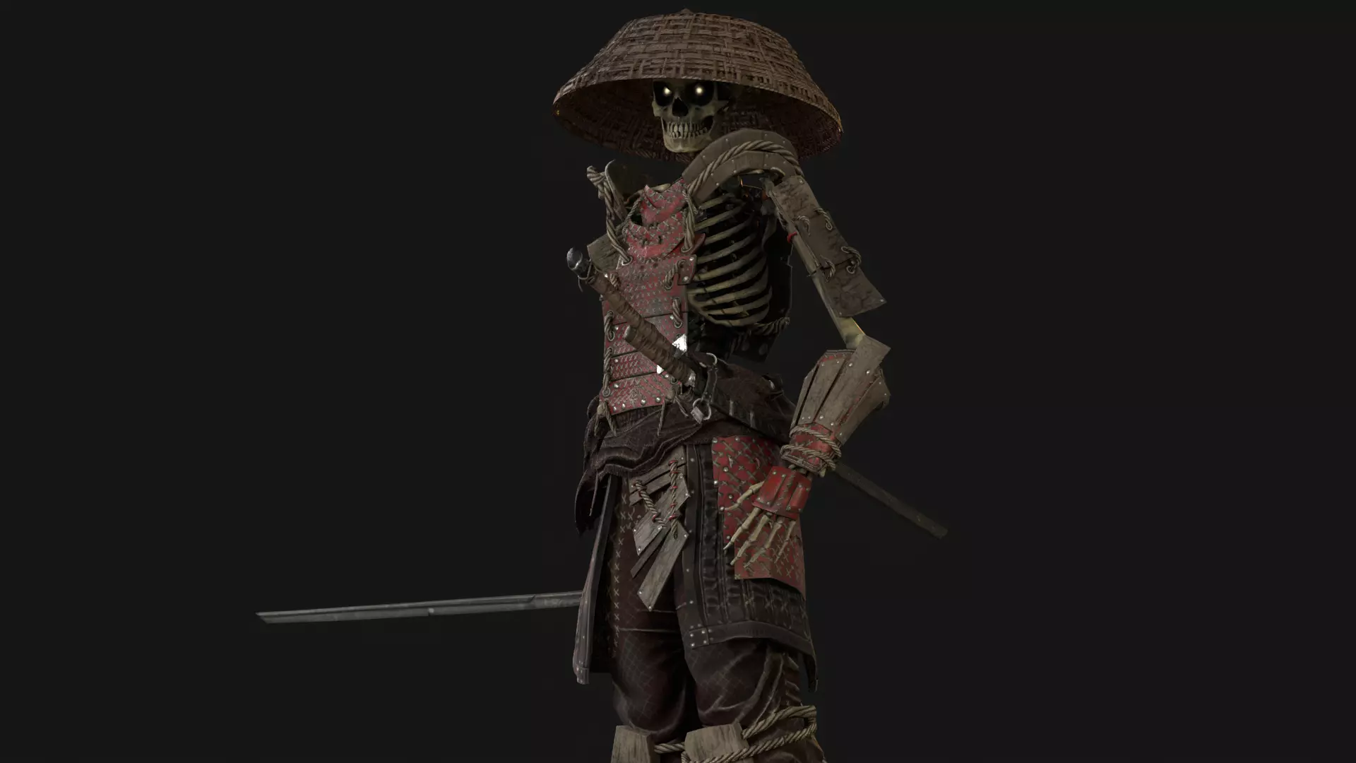 SkeletonSamurai2 Low-poly 3D model_30
