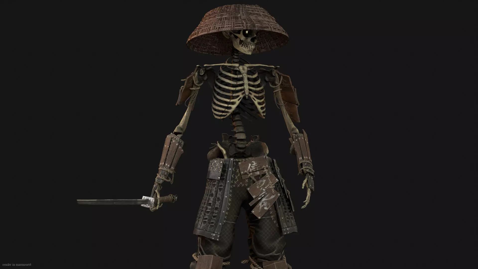 SkeletonSamurai2 Low-poly 3D model_3