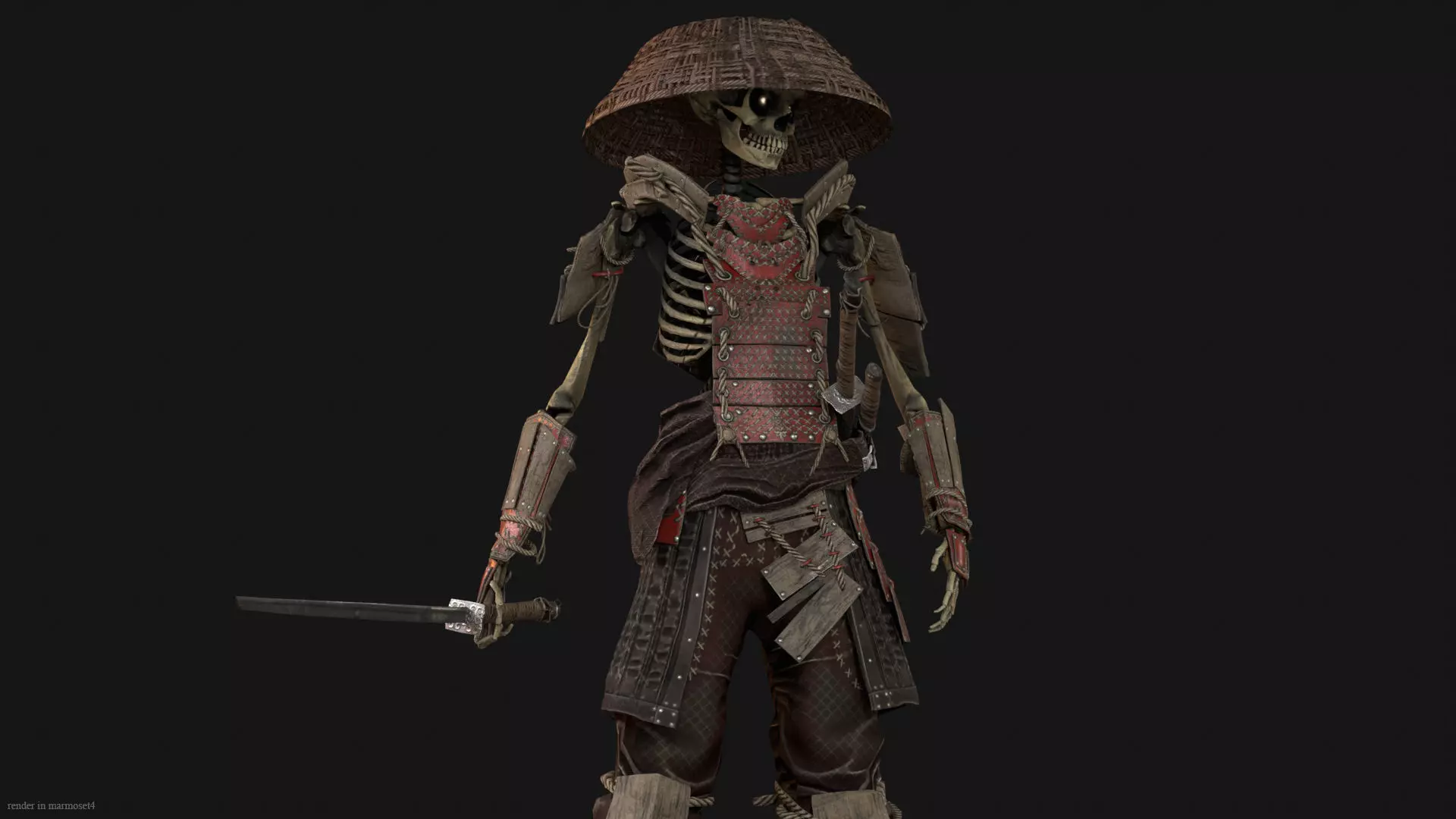 SkeletonSamurai2 Low-poly 3D model_5