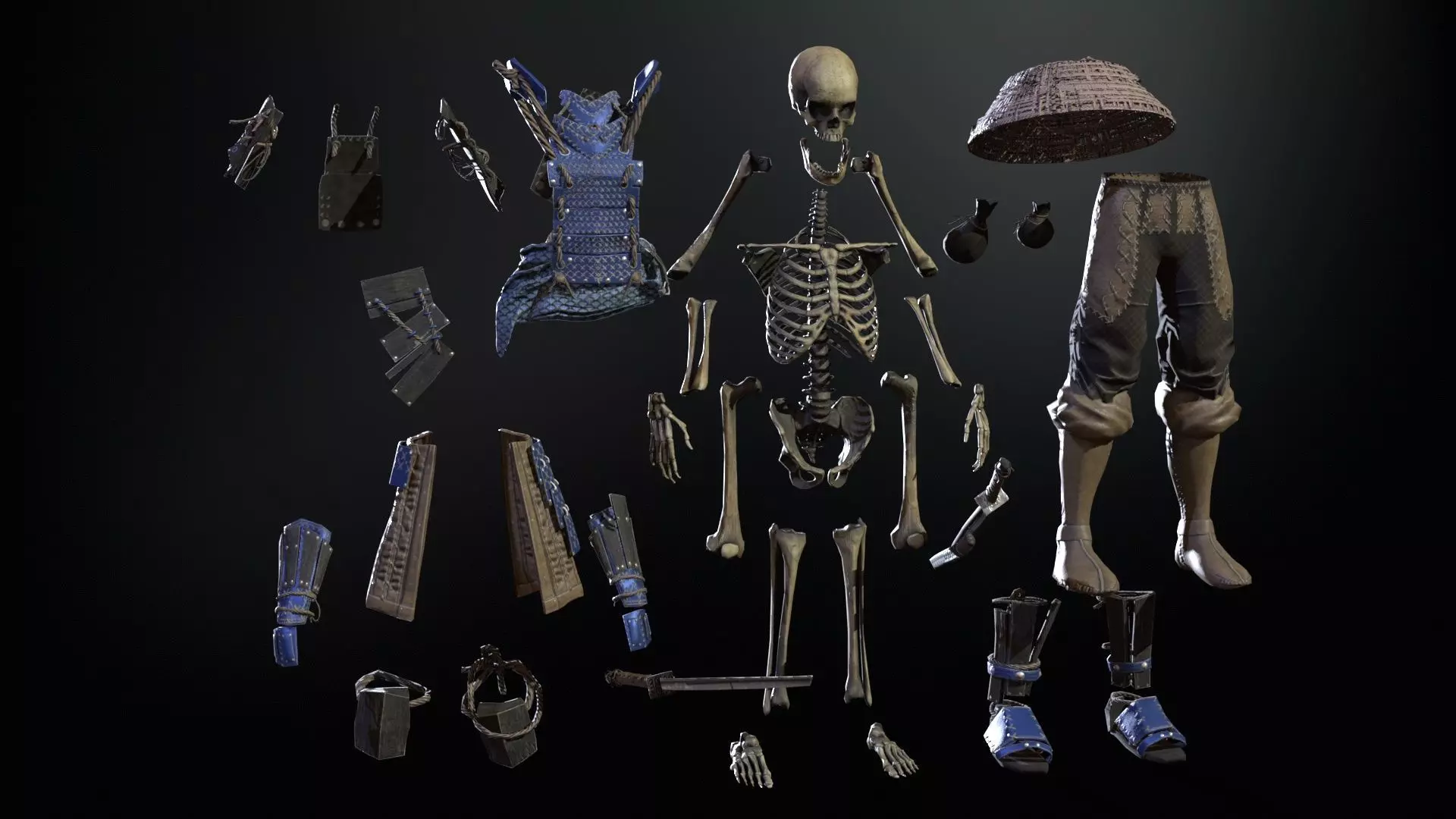 SkeletonSamurai2 Low-poly 3D model_17