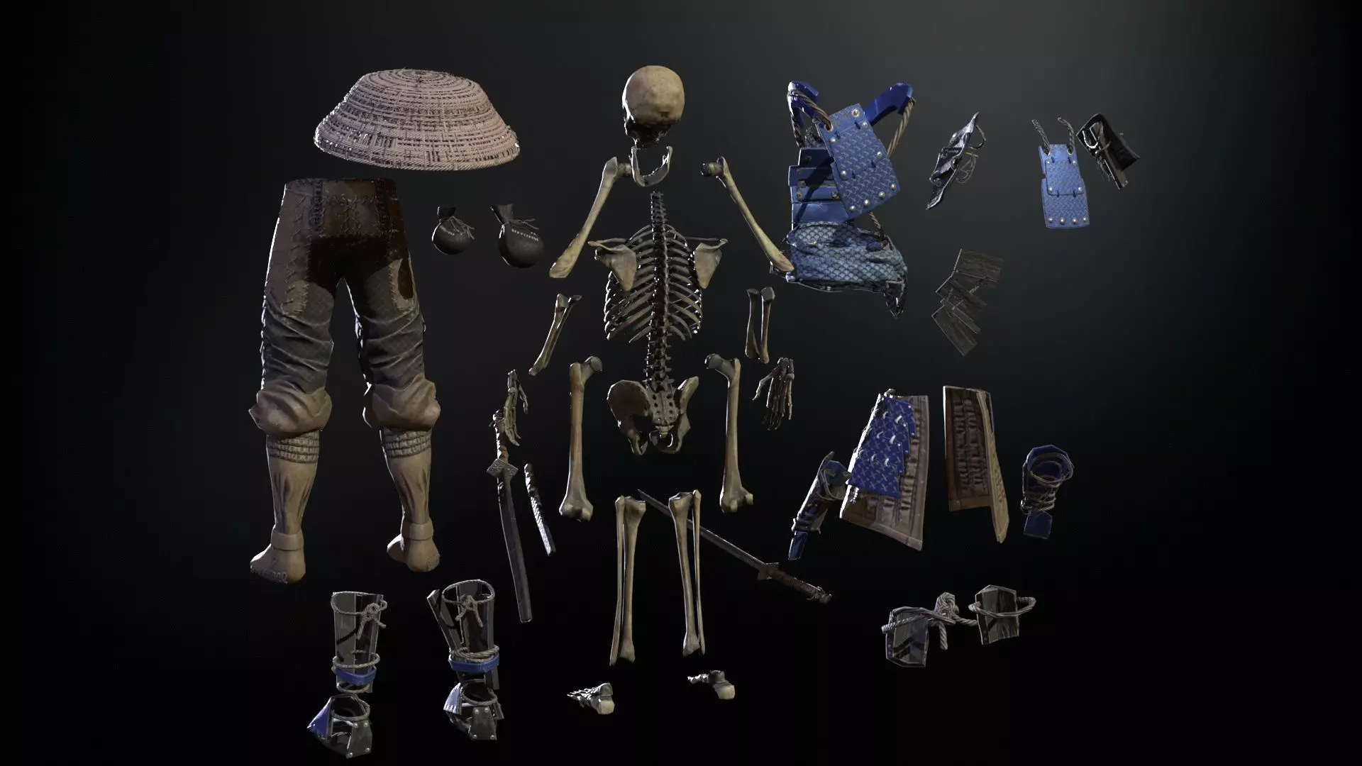 SkeletonSamurai2 Low-poly 3D model_18