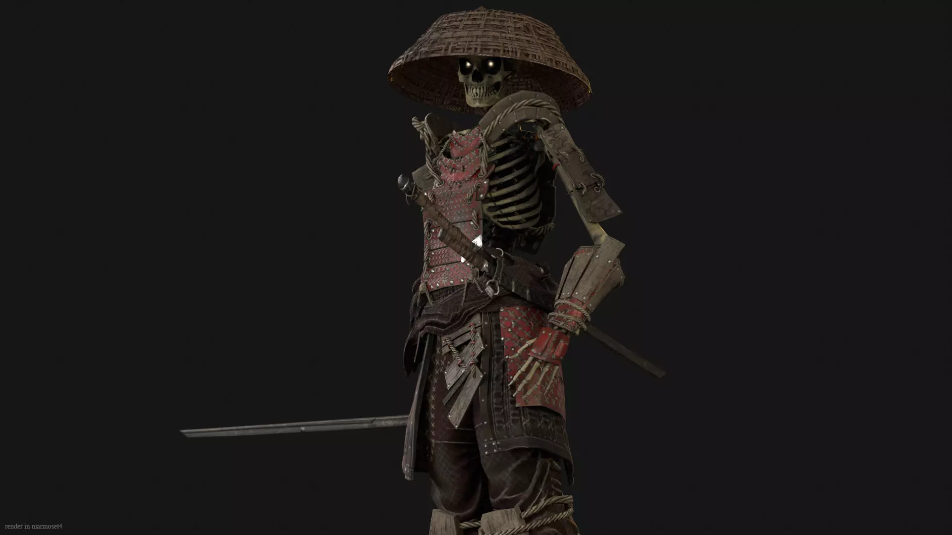SkeletonSamurai2 Low-poly 3D model_4