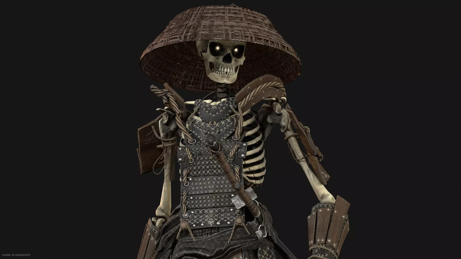SkeletonSamurai2 Low-poly 3D model_2