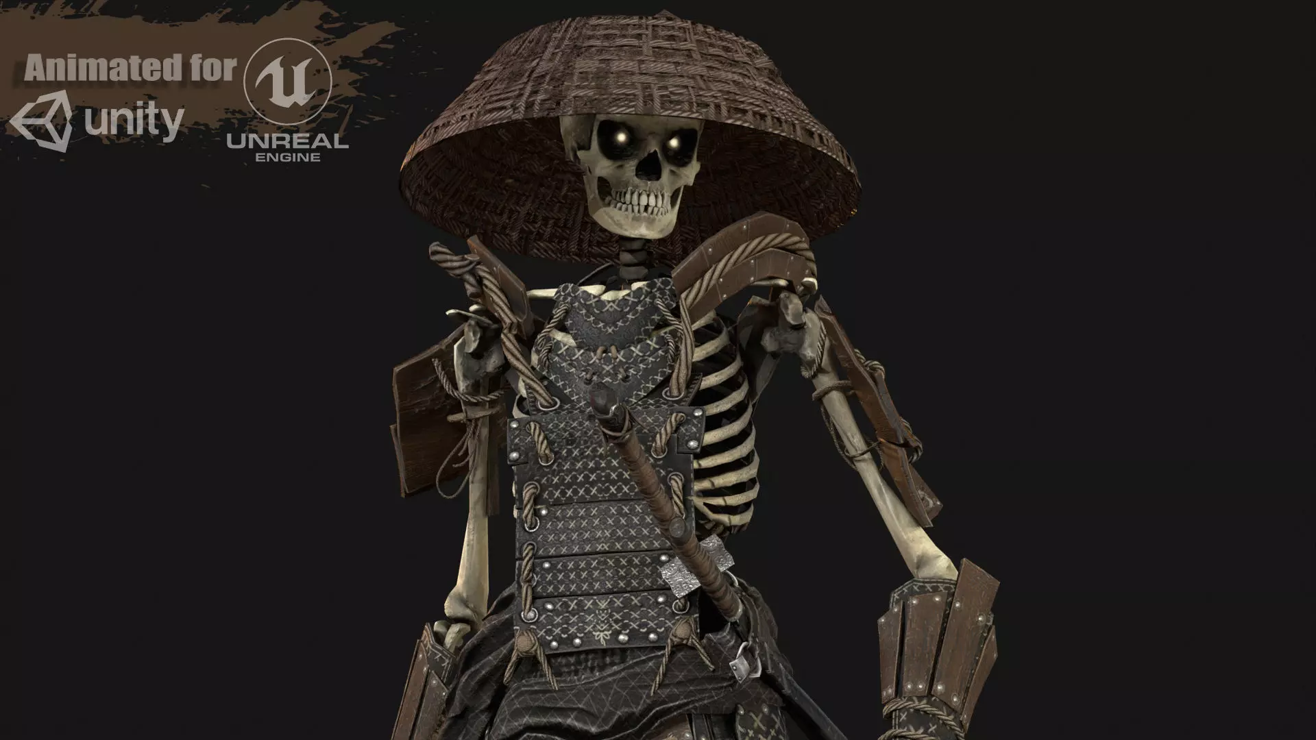 SkeletonSamurai2 Low-poly 3D model_0