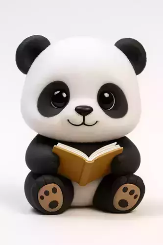 Cute Panda Reading Book Tabletop