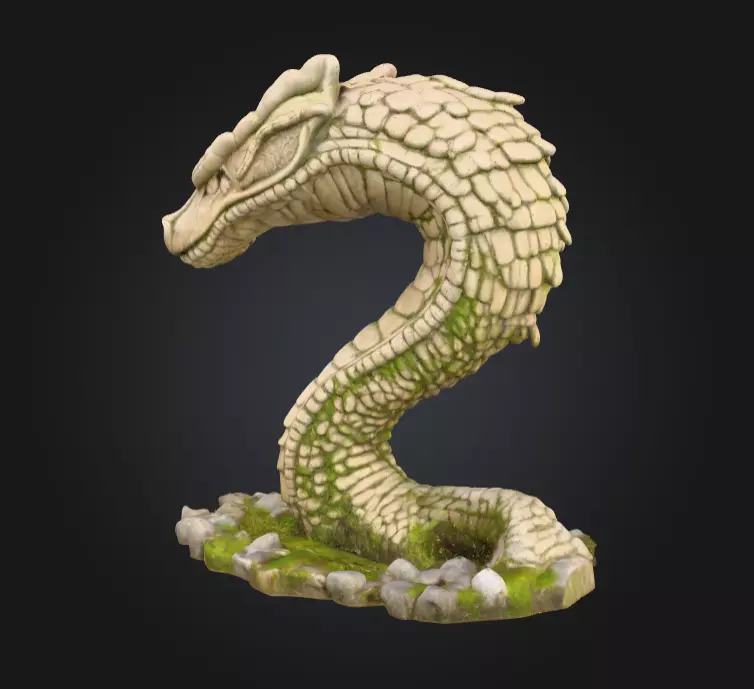 Ancient Serpent Guardian Statue Low-poly 3D model_4