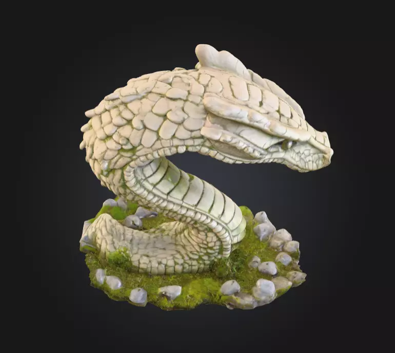 Ancient Serpent Guardian Statue Low-poly 3D model_9