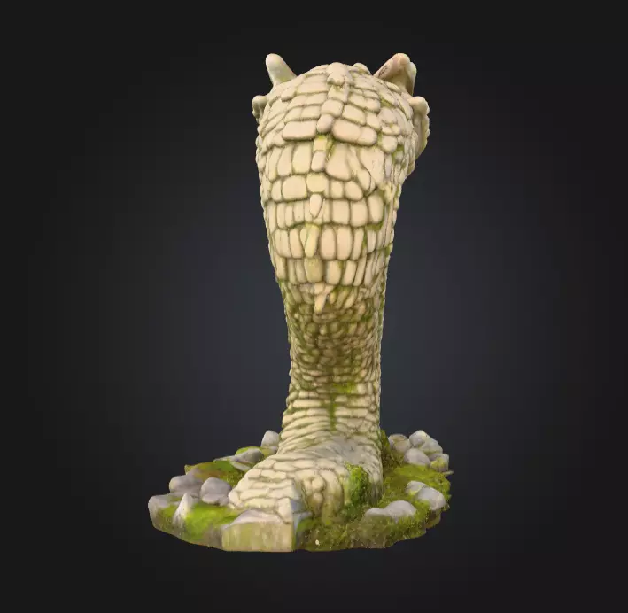 Ancient Serpent Guardian Statue Low-poly 3D model_3