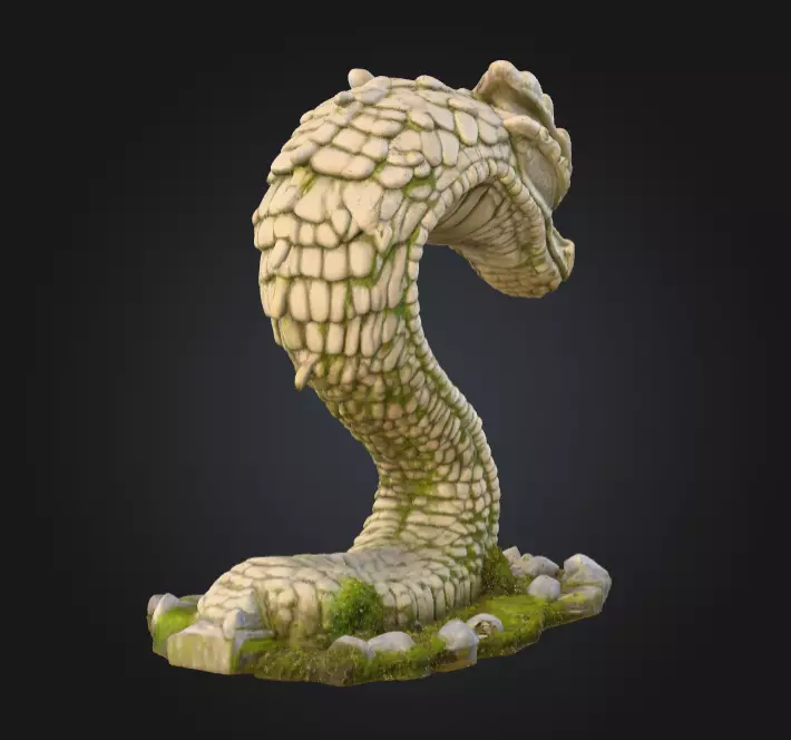 Ancient Serpent Guardian Statue Low-poly 3D model_2