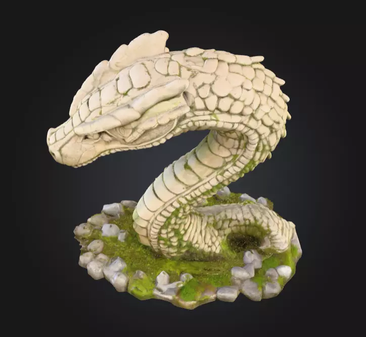 Ancient Serpent Guardian Statue Low-poly 3D model_8