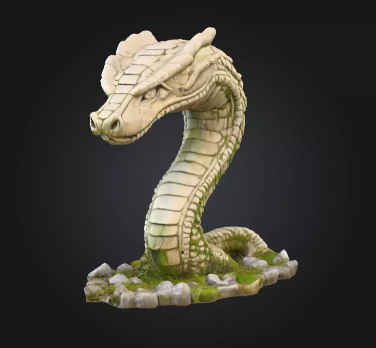 Ancient Serpent Guardian Statue Low-poly 3D model_6